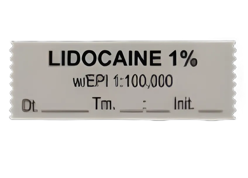UAL™ Anesthesia Drug Label for Lidocaine 1% with Epinephrine 1:100,000 - Gray, 1/2 X 1 Inch