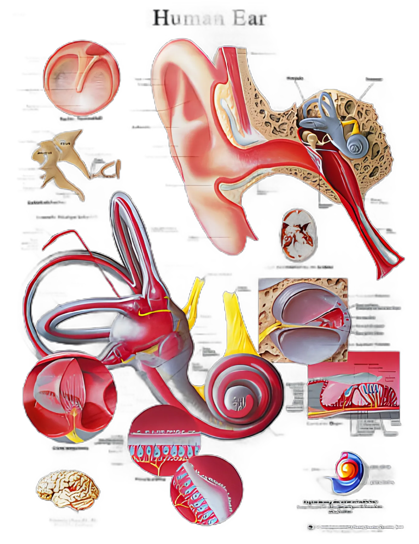 Laminated Anatomical Ear Chart 20x25 Inch - Durable Medical Training Tool
