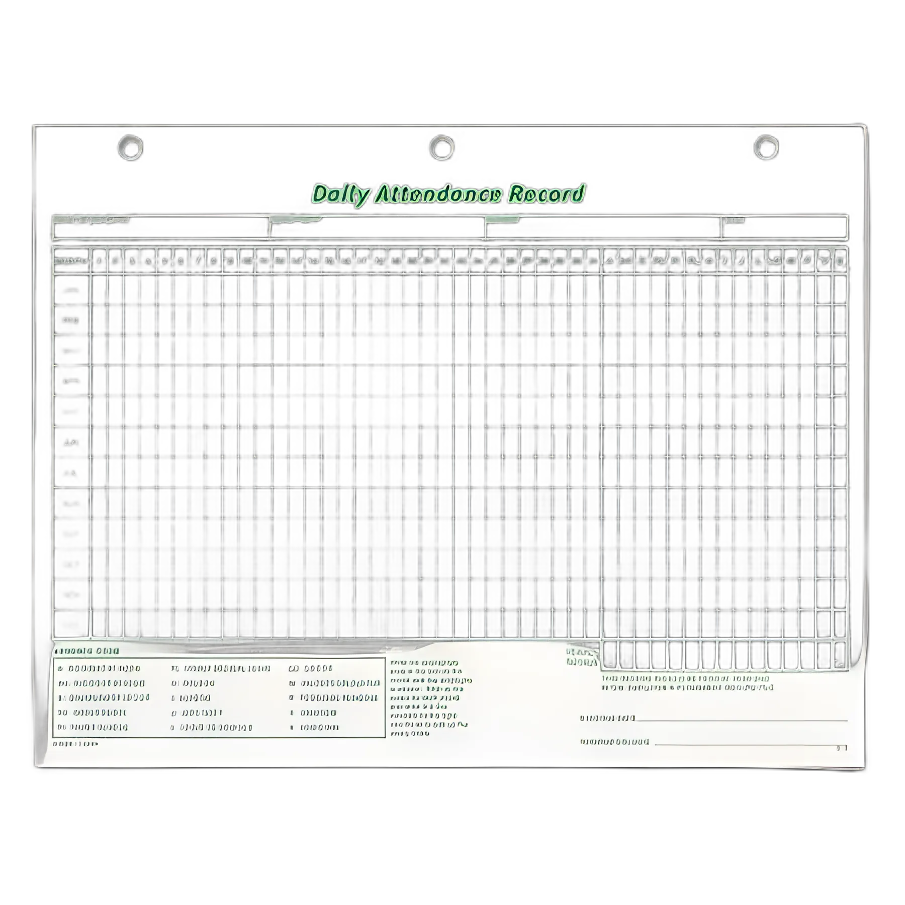 Daily Attendance Card, One-Part (No Copies), 11 x 8.5, 50 Forms Total