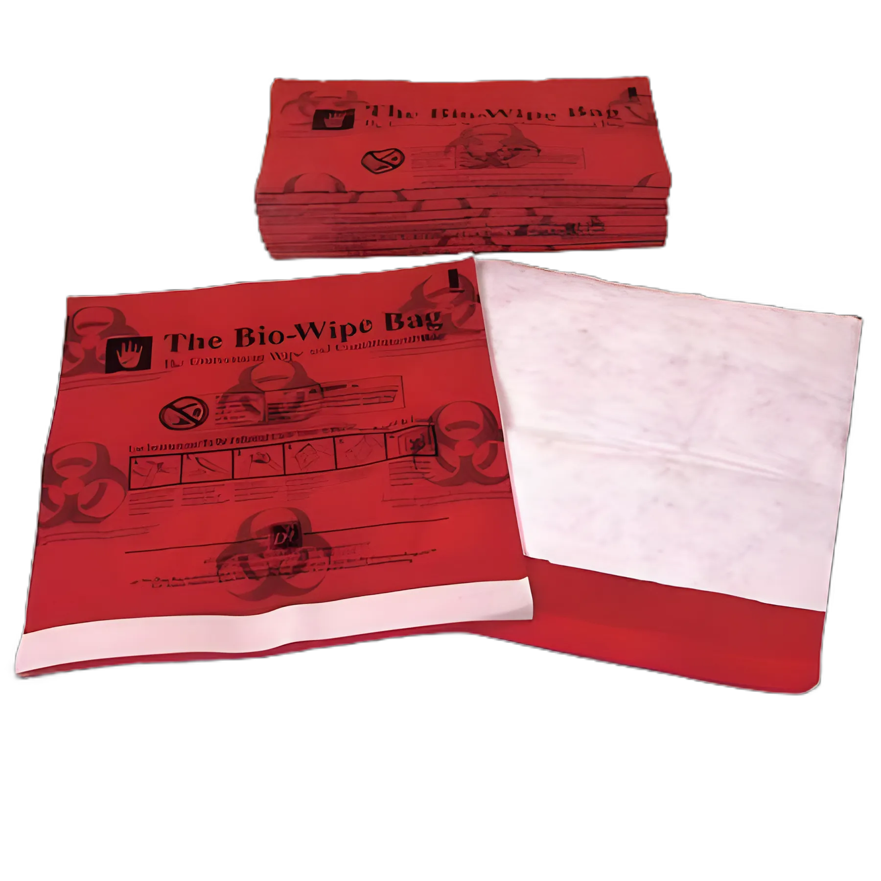 Biohazard Waste Bag Bio-Wipe Red Bag 11.5 X 12 Inch