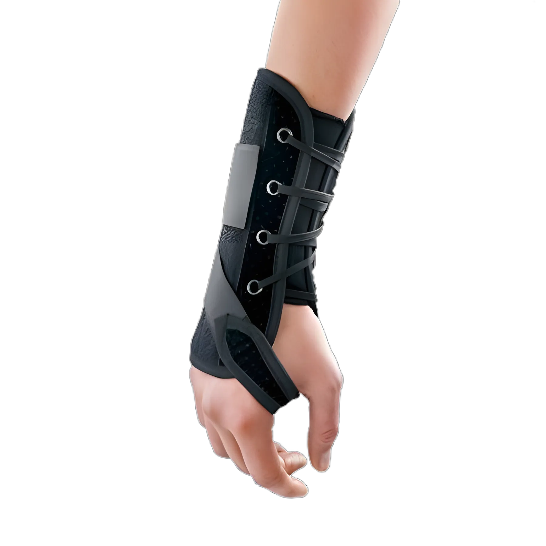 Breg® Wrist Lacer Brace - Aluminum/Felt/Suede for Right Hand, Black, X-Large