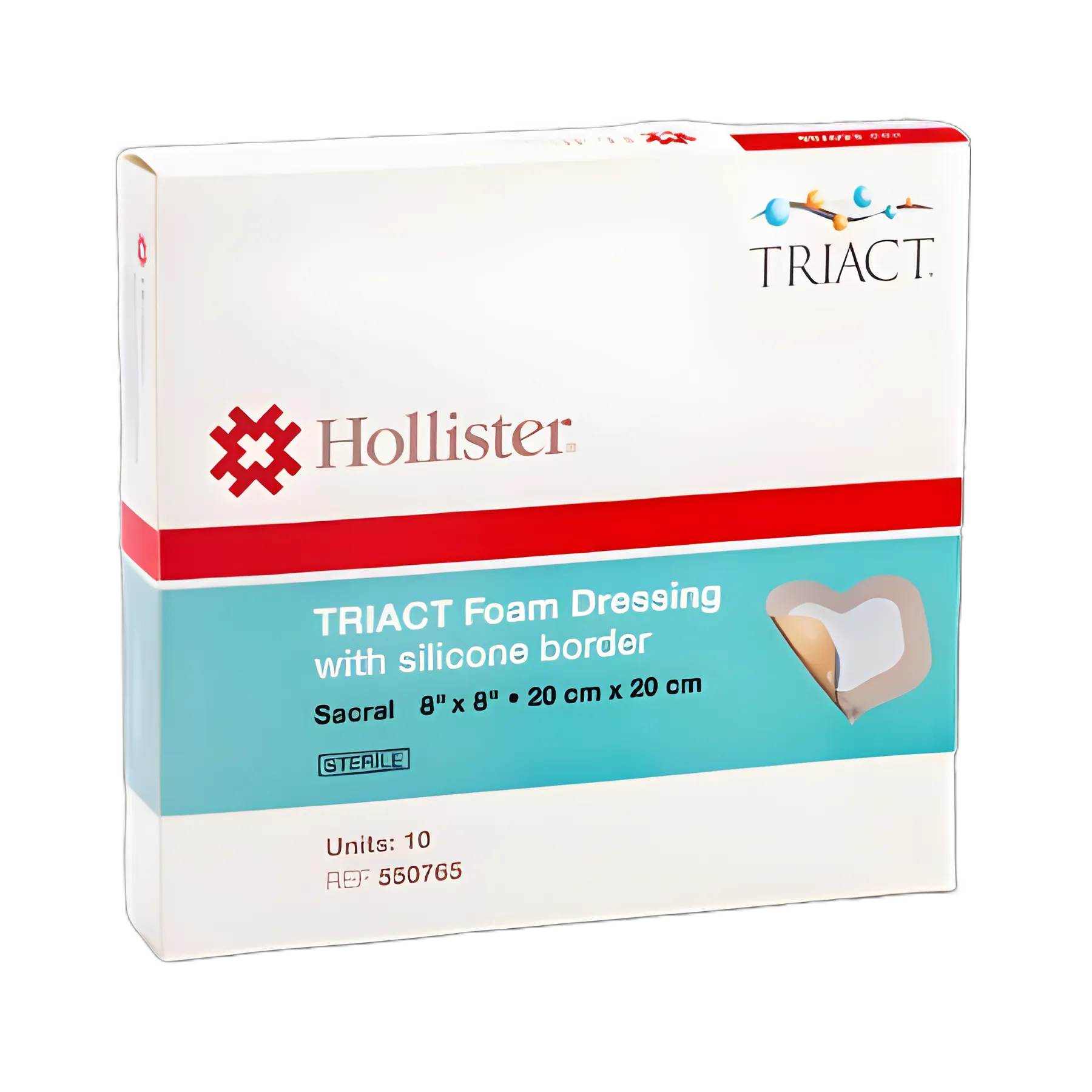 TRIACT Advanced Foam Dressing 8x8 Inch, Silicone Adhesive, Waterproof Sacral, Sterile