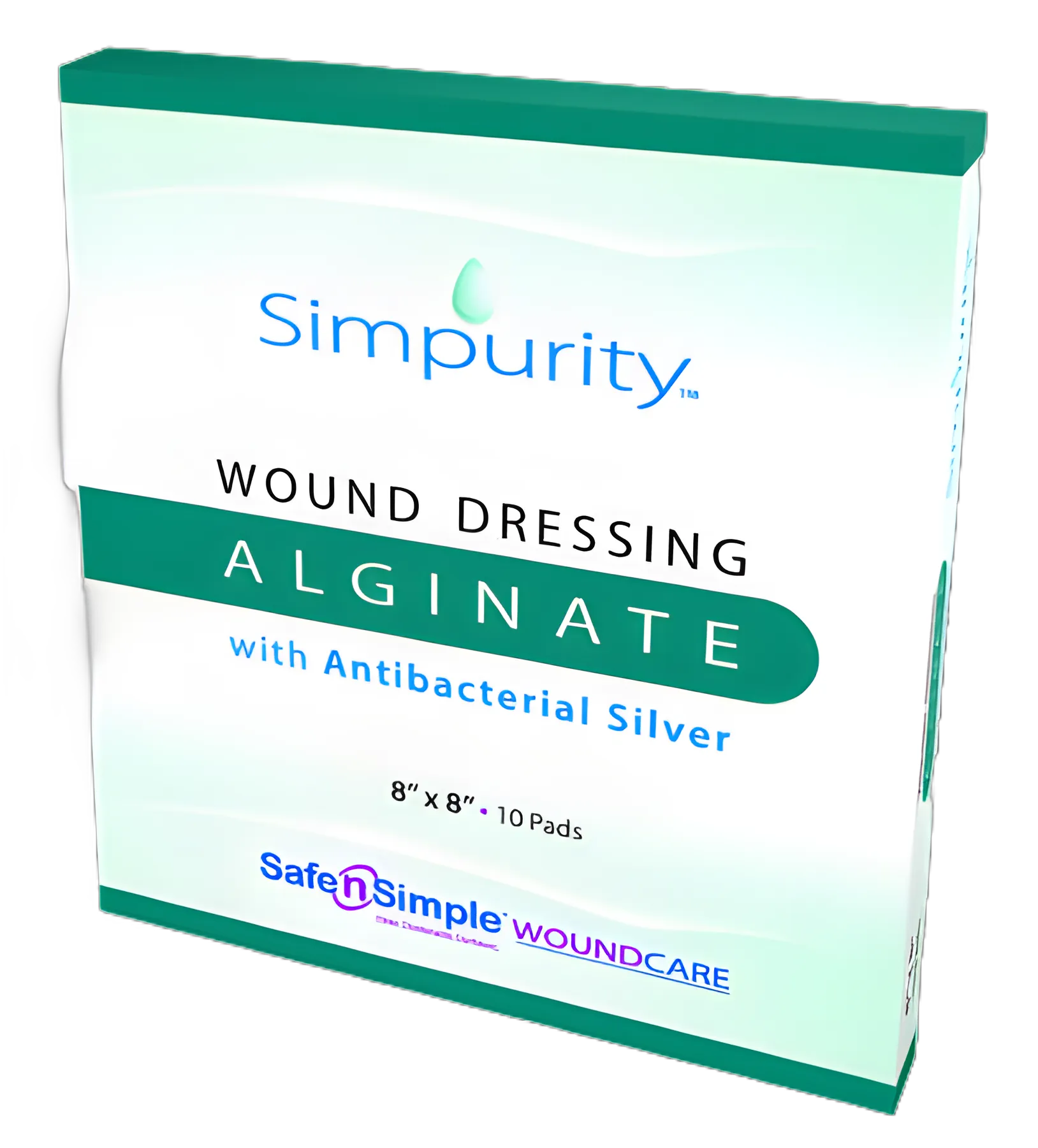Simpurity™ Silver Alginate Wound Dressing 8x8 Inch Square - Sterile, High Absorbency