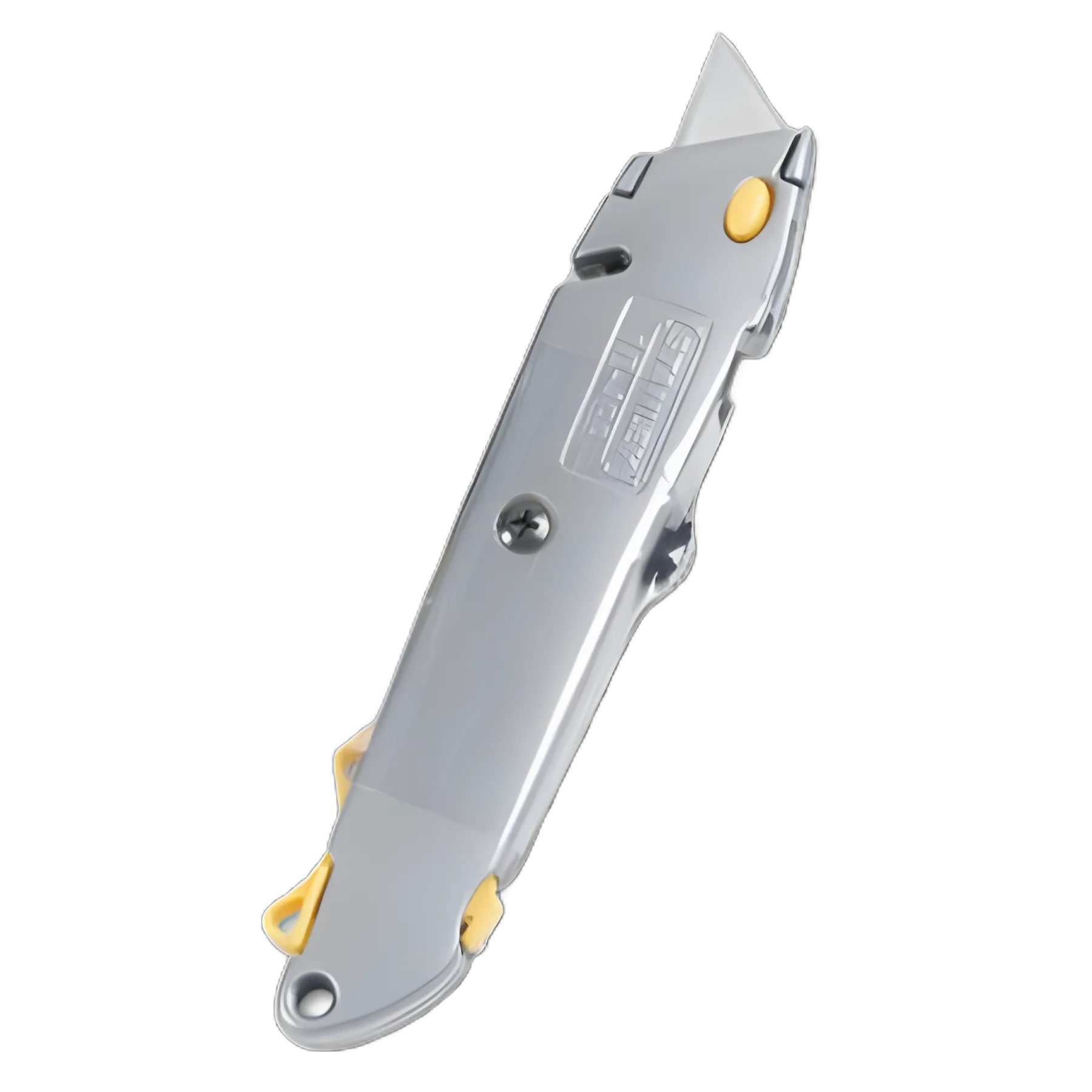 Quick-Change Utility Knife with Retractable Blade and Twine Cutter, 6" Metal Handle, Gray