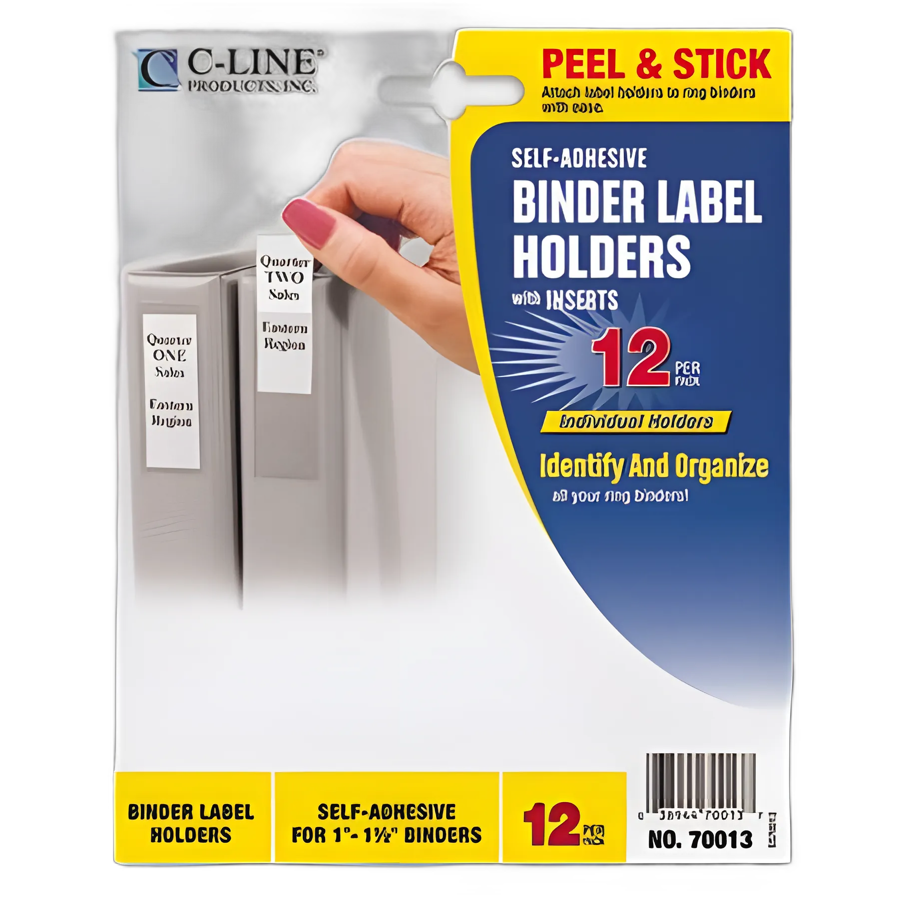 Self-Adhesive Ring Binder Label Holders, Top Load, 1 x 2,81, Clear, 12/Pack