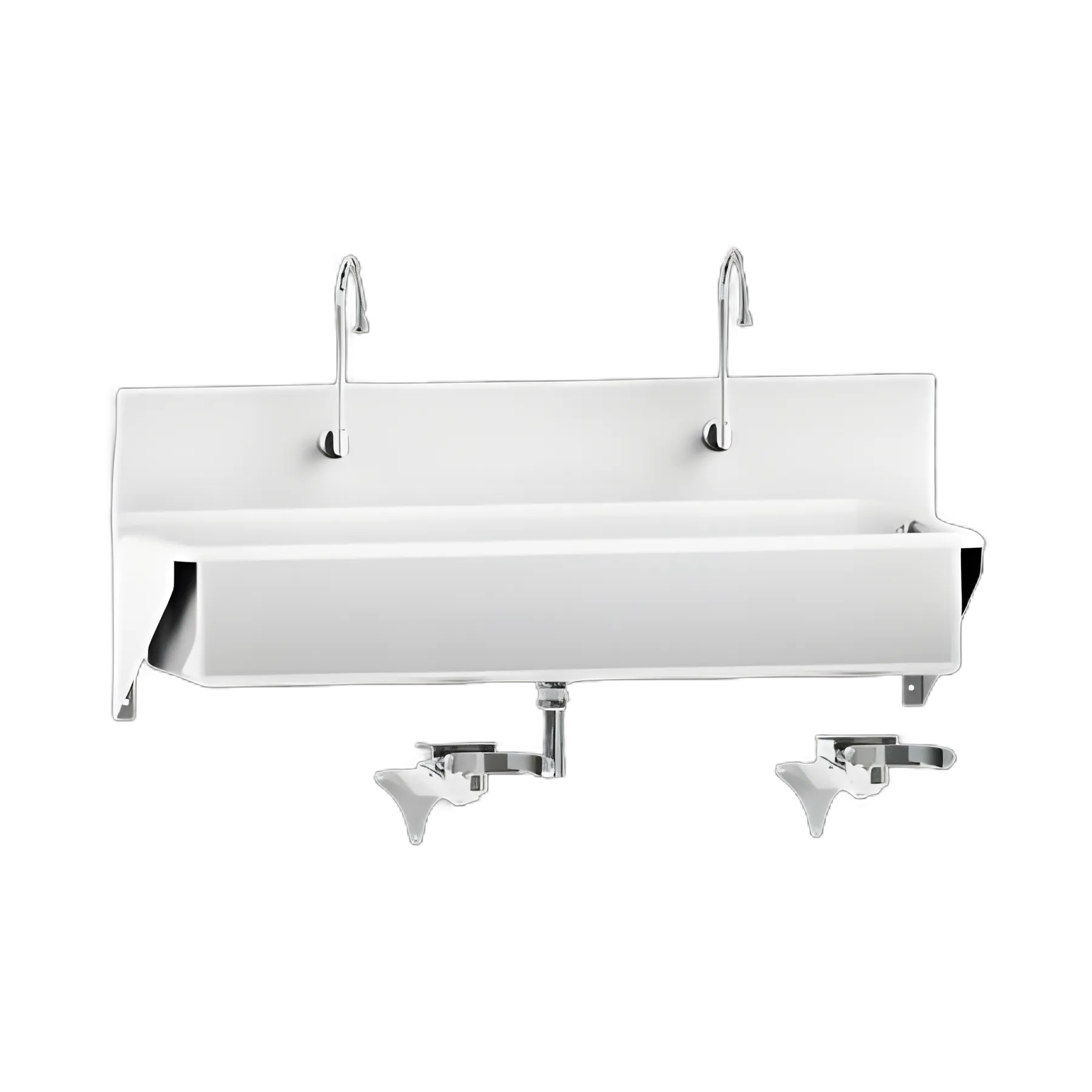Blickman Double Sink Scrub Station with Gooseneck Faucet