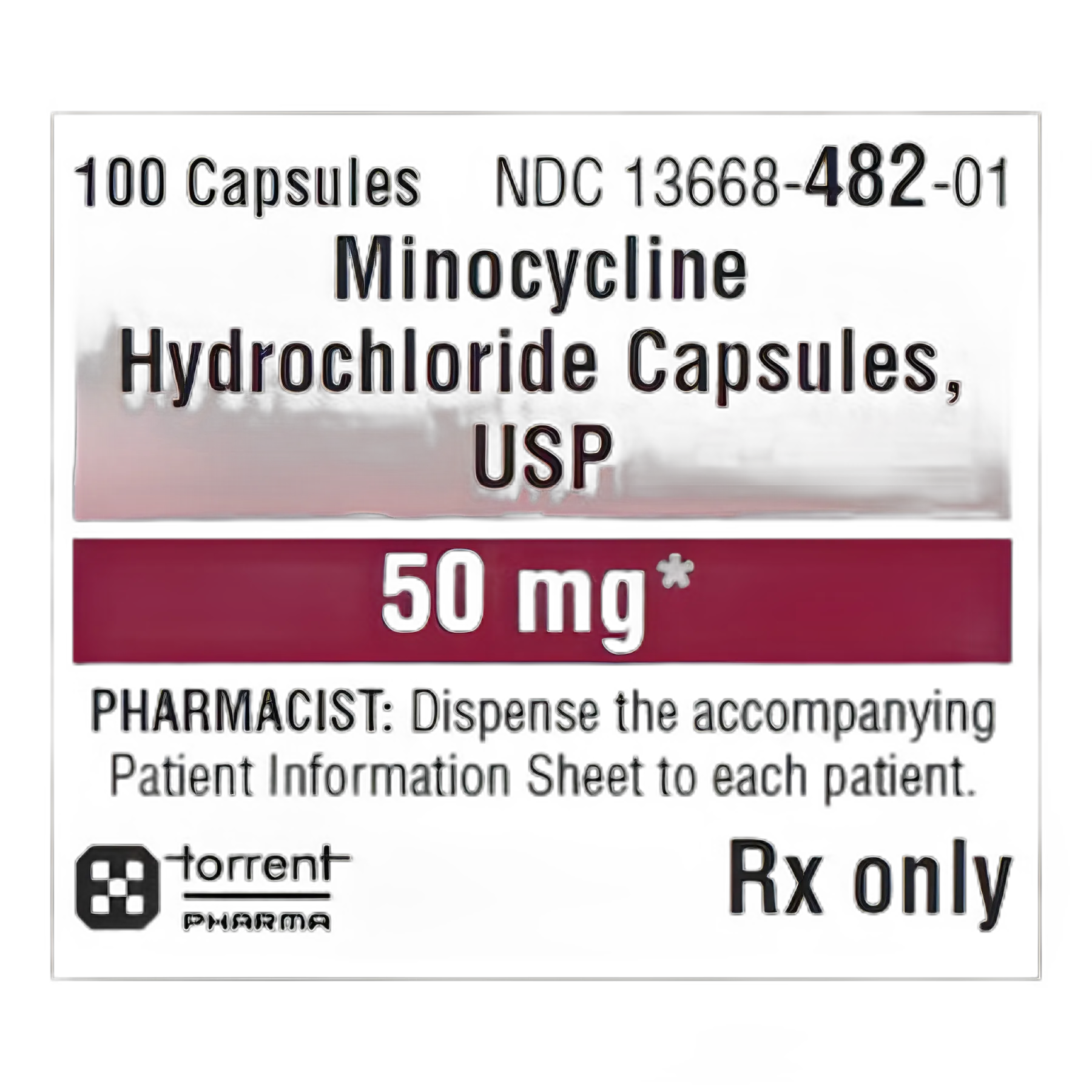 Minocycline HCl 50 mg Capsules by Torrent Pharmaceuticals - 100 Count Bottle