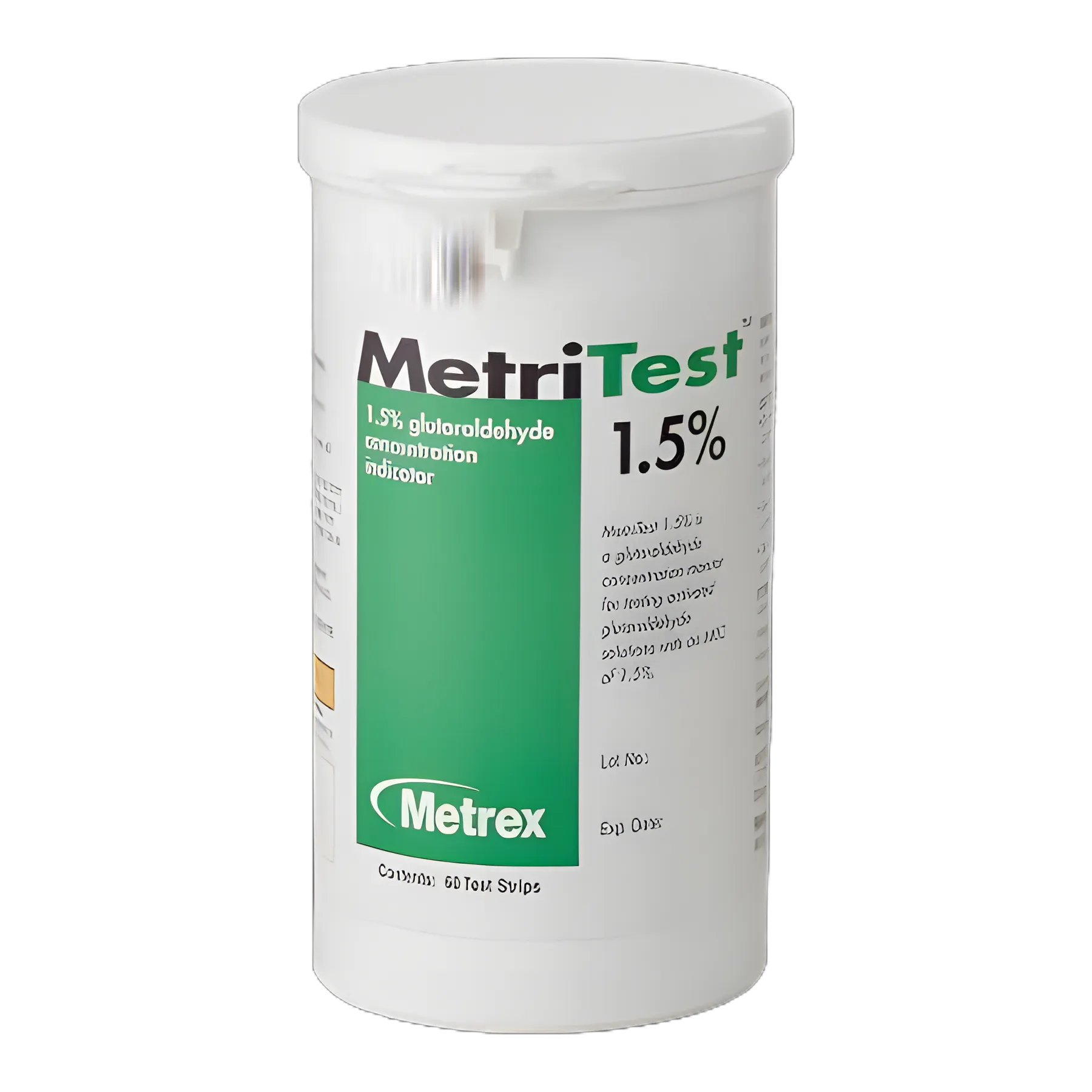 Glutaraldehyde Concentration Indicator MetriTest™ 1.5% Pad 60 Test Strips Bottle Single Use