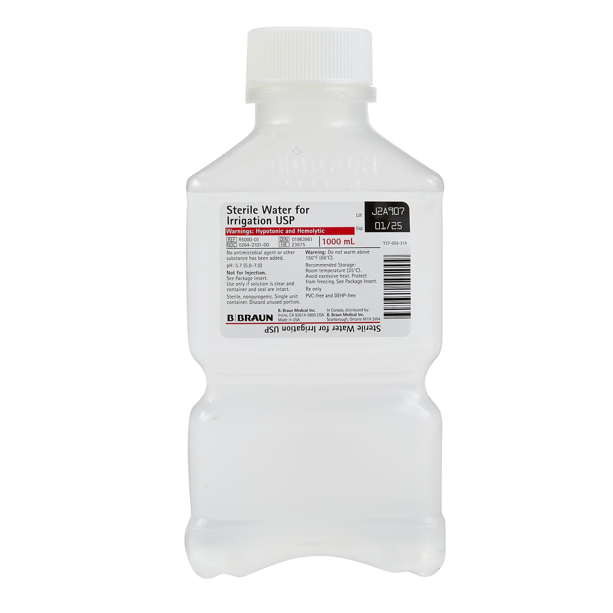 Irrigation Solution Sterile Water for Irrigation Not for Injection Bottle 1,000 mL - R5000-01