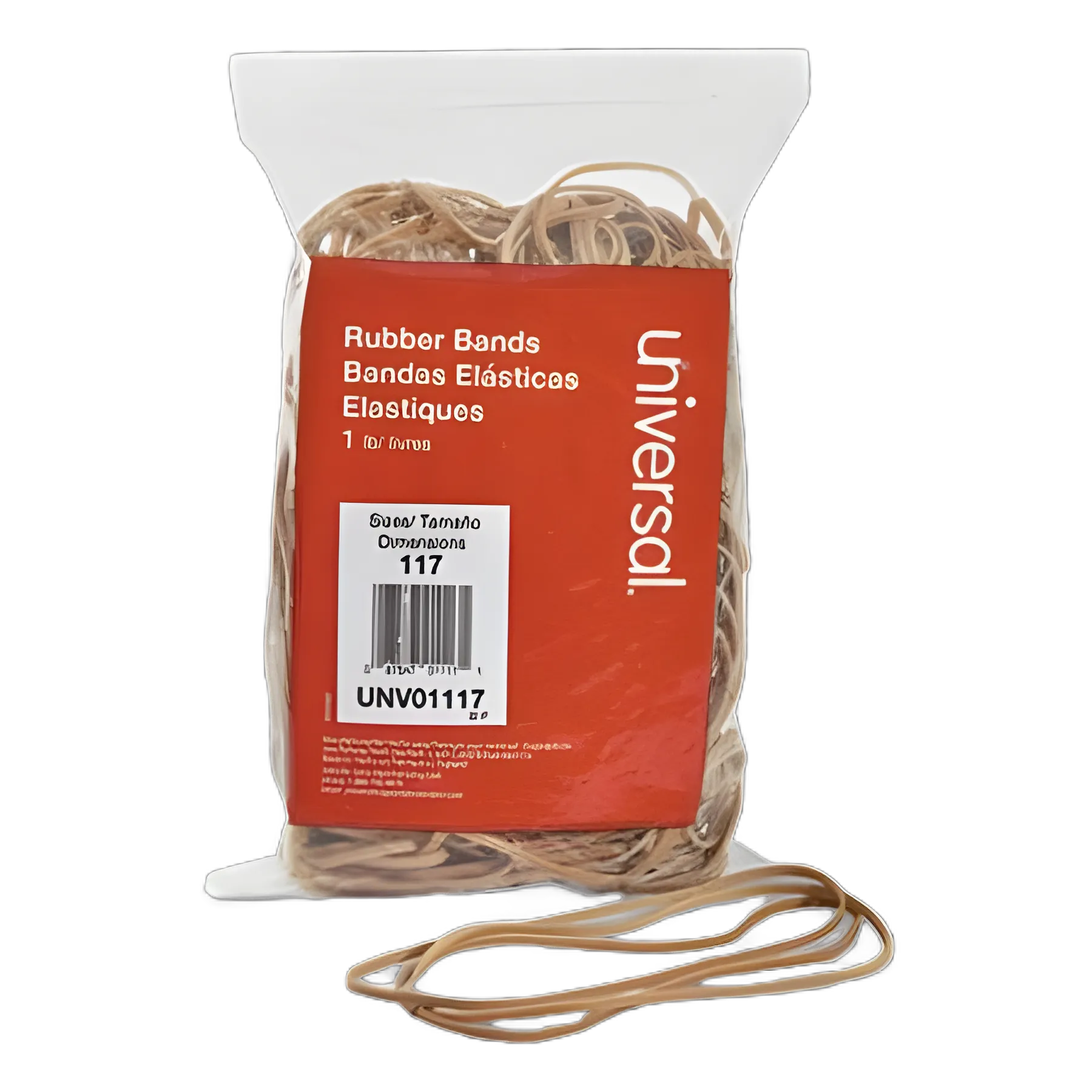 Rubber Bands, Size 117, 0.06" Gauge, Beige, 1 lb Box, 210/Pack