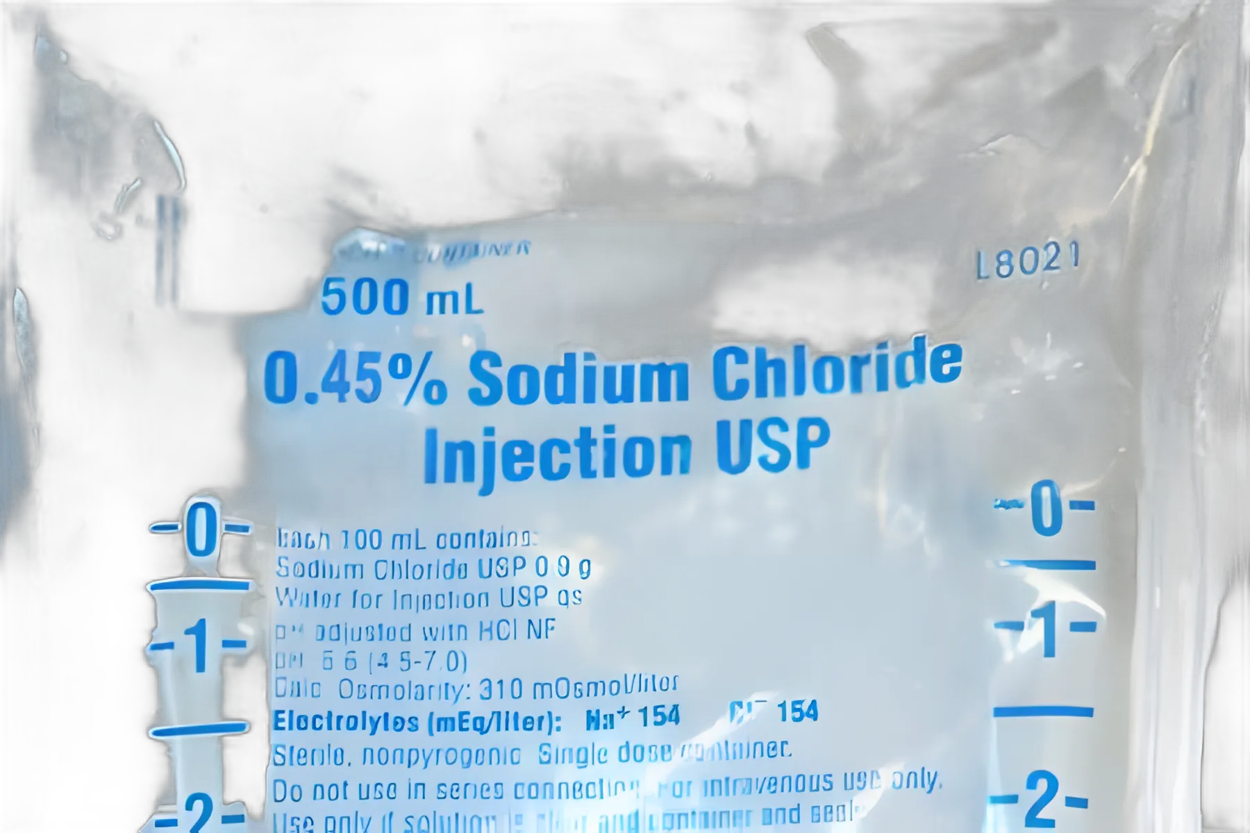 Replacement Preparation Sodium Chloride 0.45% IV Solution Flexible Bag 500 mL - L8021