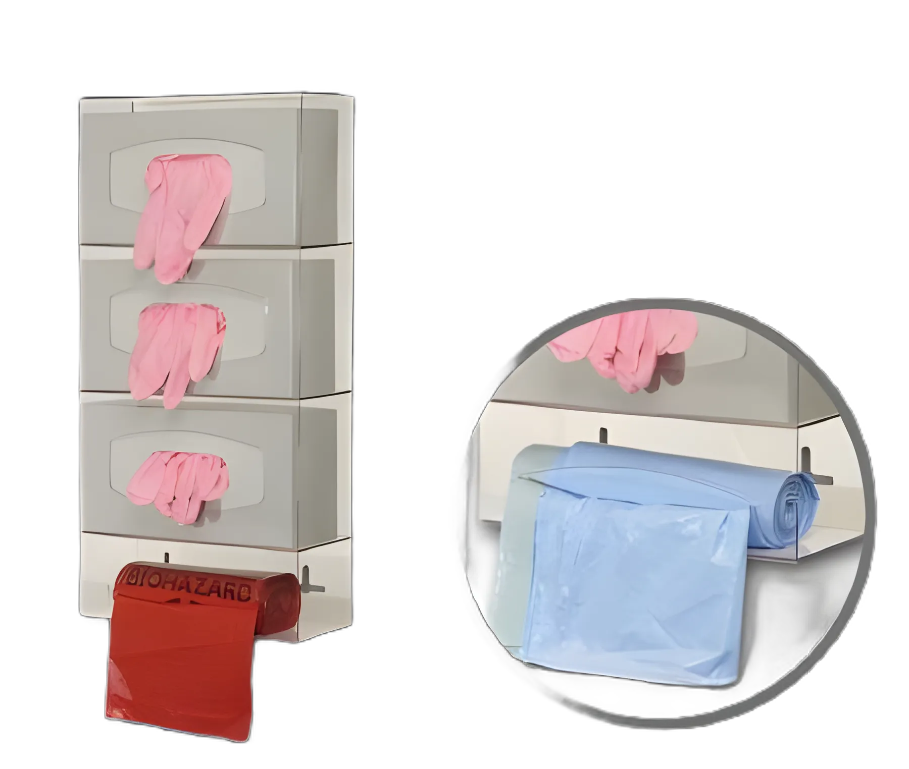 Protective Apparel Dispenser Glove and Bag Vertical Mounted 4-Compartment Clear 3-15/16 X 10-1/8 X 20-3/8 Inch Plastic
