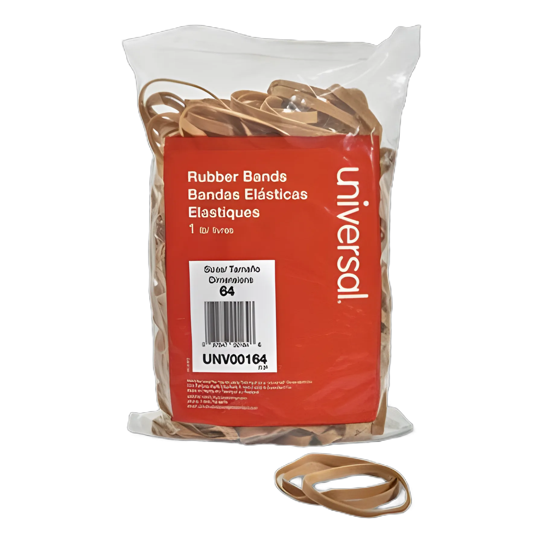 Rubber Bands, Size 64, 0.04" Gauge, Beige, 1 lb Bag, 320/Pack
