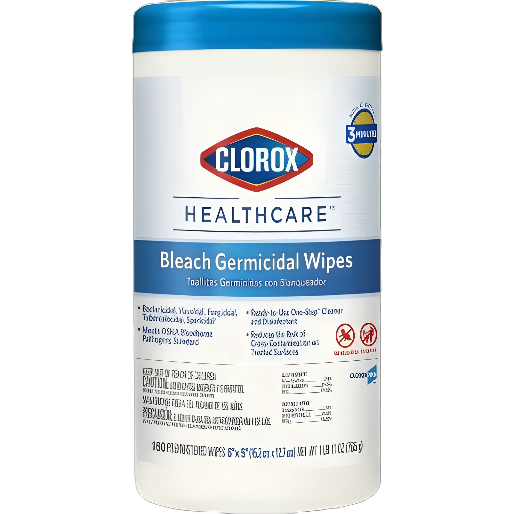 Clorox Healthcare® Surface Disinfectant Cleaner Premoistened Bleach Germicidal Manual Pull Wipe 150 Count Canister Floral Scent NonSterile