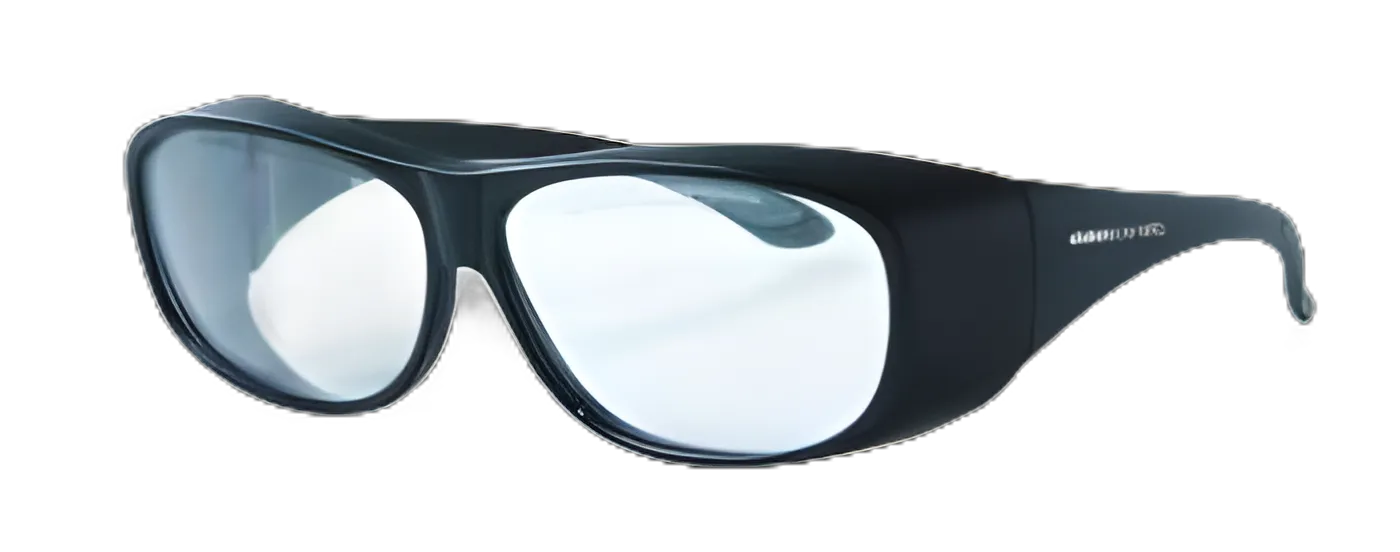 Vision Scientific™ Laser Protection Safety Glasses, Wraparound Design with Orange Tint and Black Frame