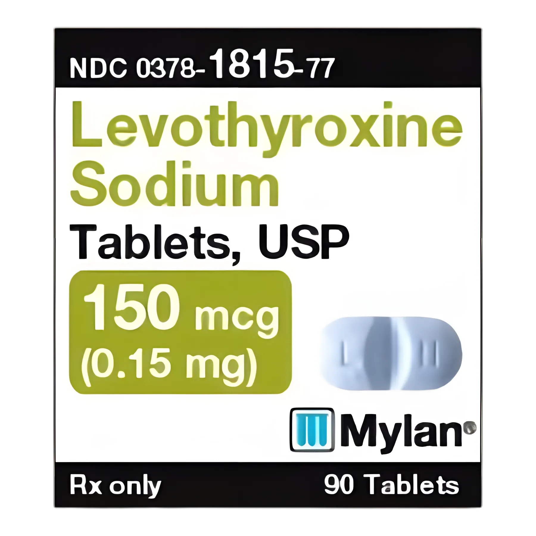 Levothyroxine Sodium 150 mcg Tablet - Thyroid Hormone Therapy - 90 Tablets by Mylan Pharmaceuticals