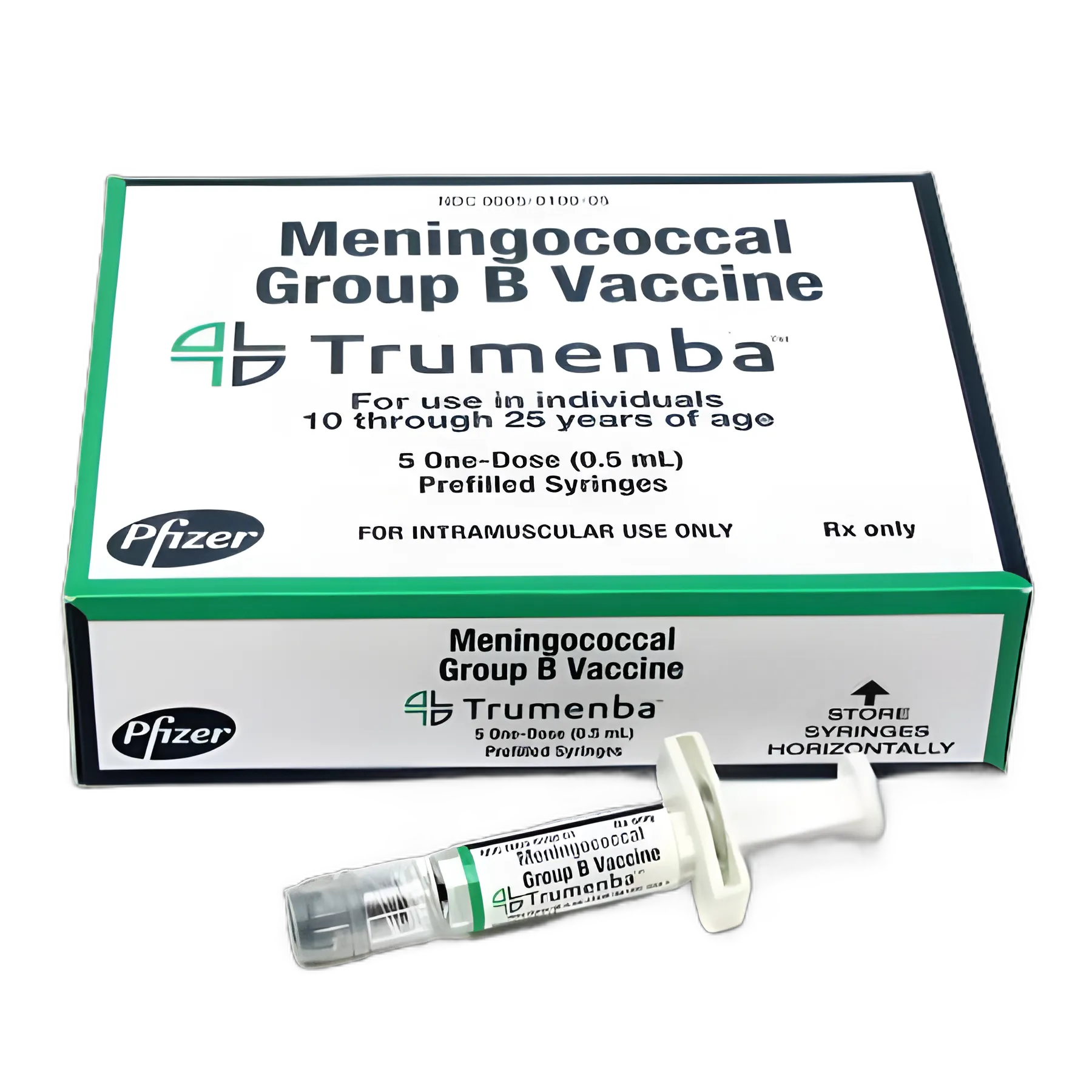 Trumenba® Meningitis Vaccine Indicated for People 10 Through 25 Years of Age Meningococcal Group B Vaccine 120 mcg / 0.5 mL Injection Prefilled Syringe 0.5 mL - 00005010005