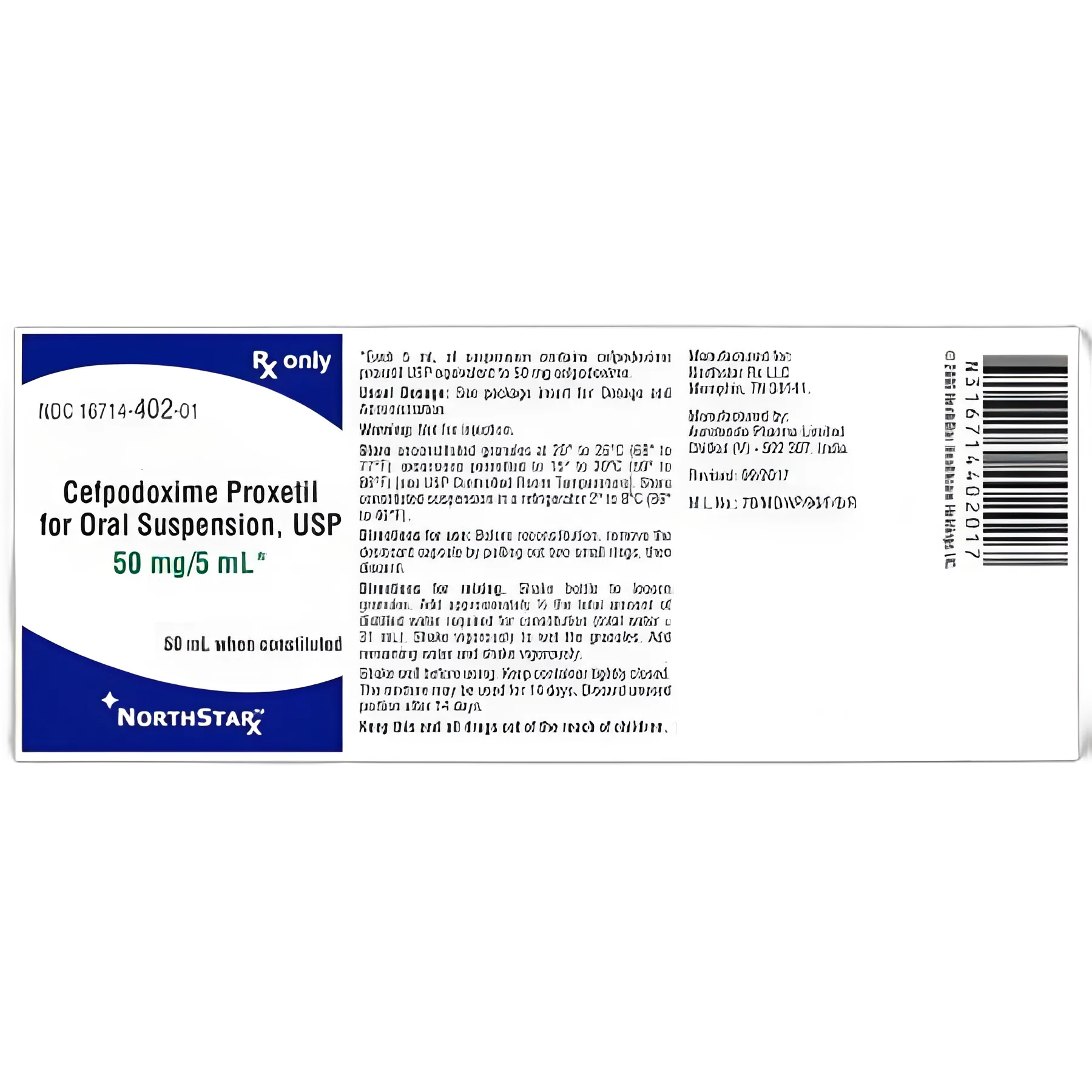 Cefpodoxime Proxetil 50 mg / mL Suspension Bottle 50 mL