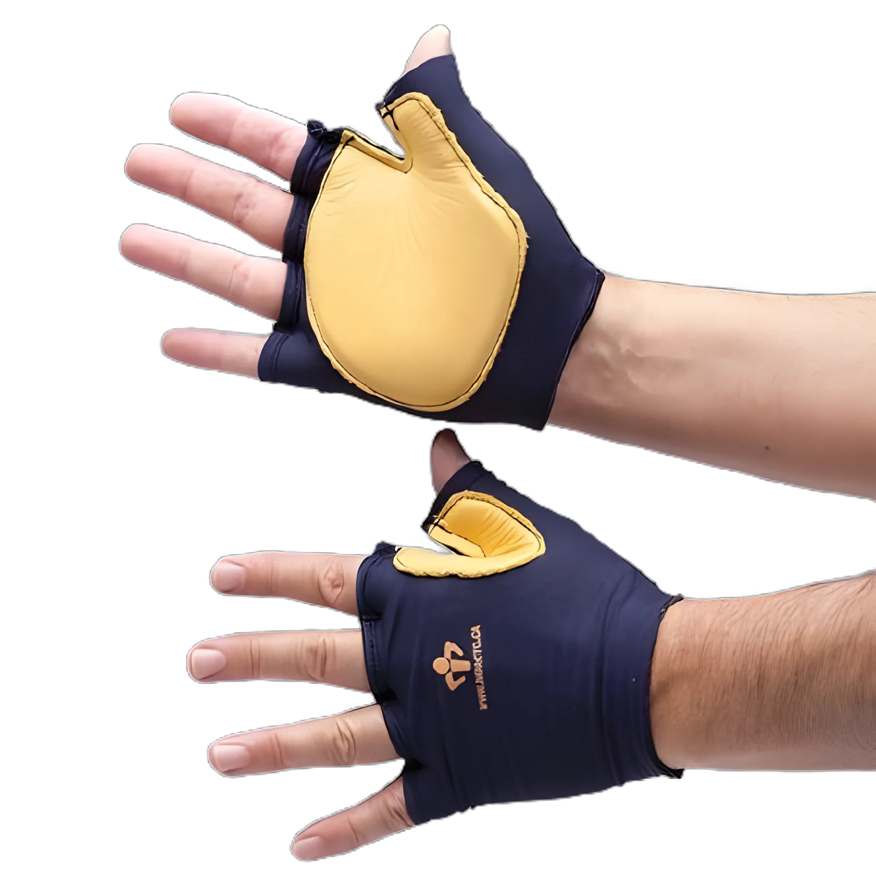 IMPACTO® Tool Grip Impact Protection Fingerless Glove - Large, Right Hand, Black/Tan