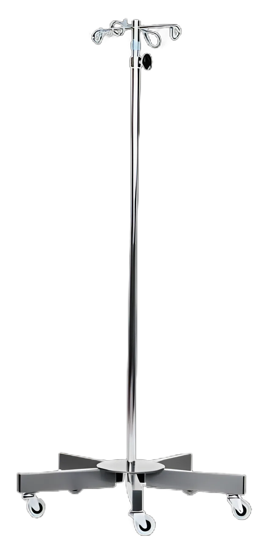 IV Stand 4-Hook 5 Scuff-Resistant Caster, 2 Inch, 24 Inch Diameter Epoxy Coated Base