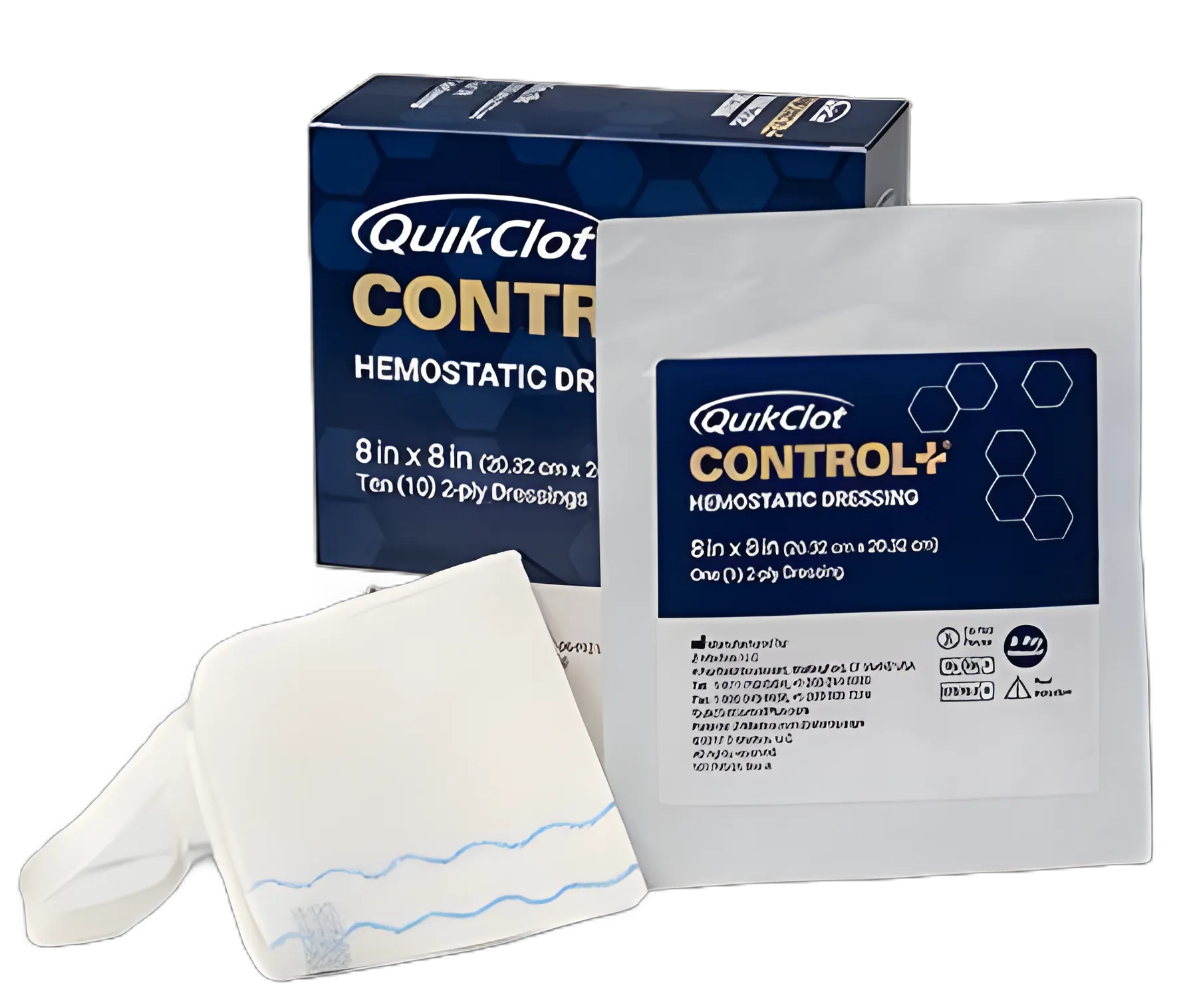 Hemostatic Dressing QuikClot Control+® 8 X 8 Inch 1 per Pack Sterile