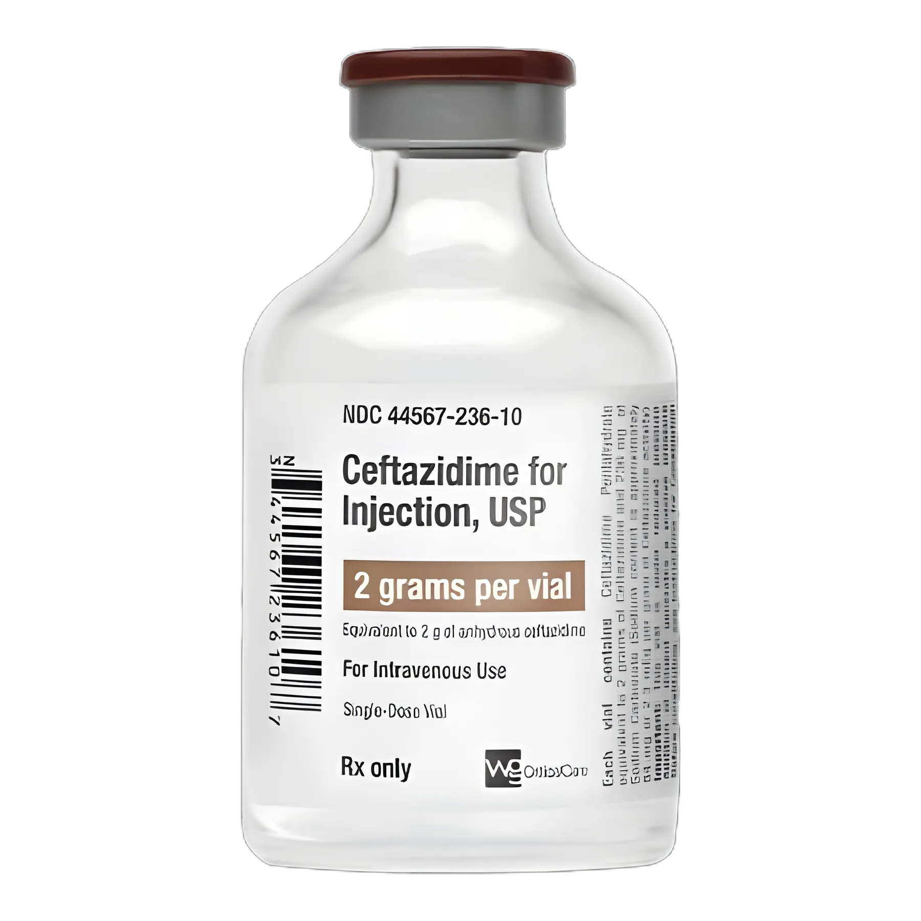 Ceftazidime 2 Gram Injection Single-Dose Vial - 50 mL, 10 Pack