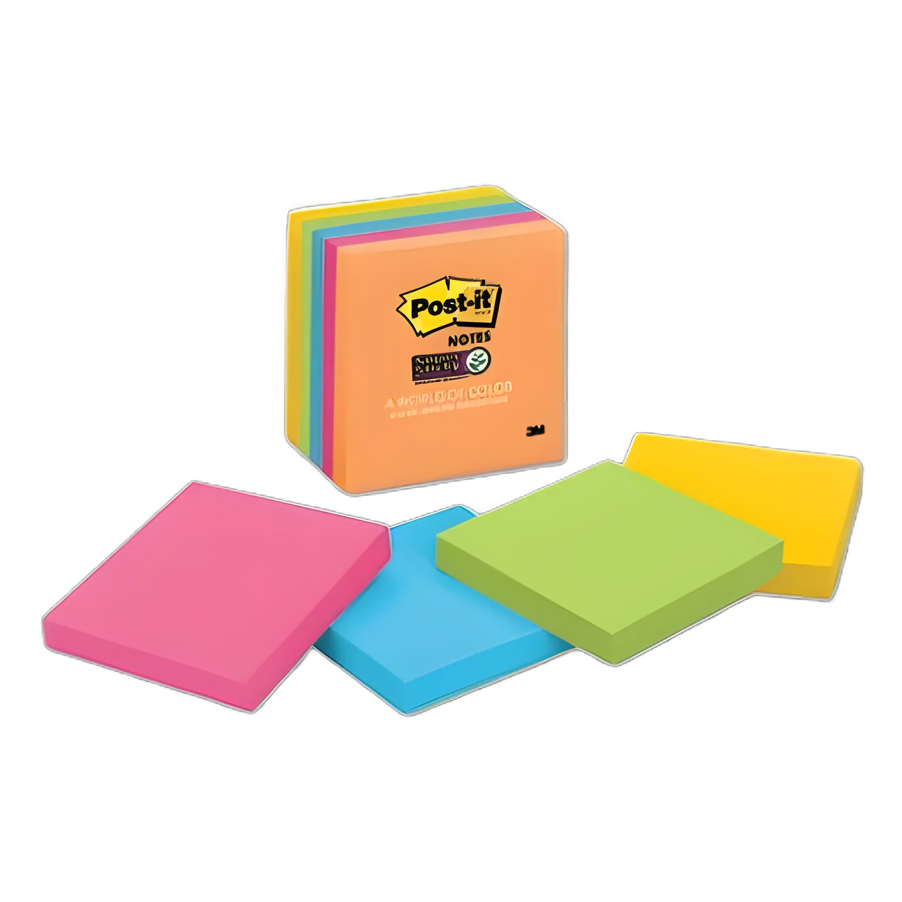 Pads in Energy Boost Collection Colors, 3" x 3", 90 Sheets/Pad, 5 Pads/Pack