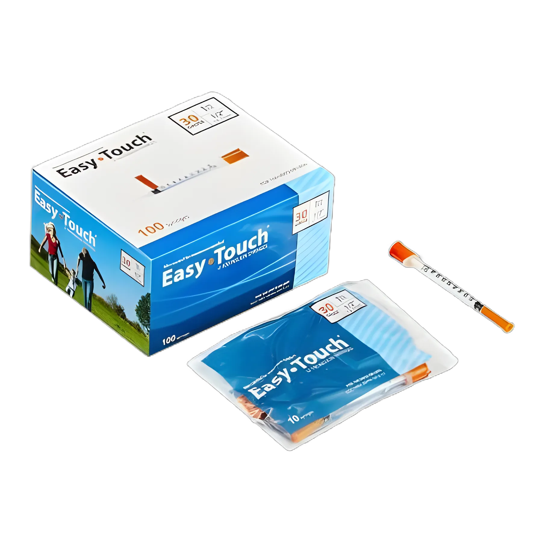 EasyTouch™ 1 mL Insulin Syringe with 1/2 Inch 30 Gauge Needle - Electro-Polished, Film Coated for Comfort