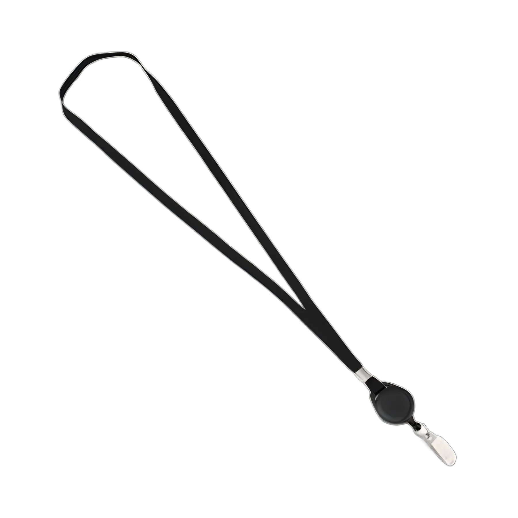 Lanyards with Retractable ID Reels, Metal Clip Fastener, 34" Long, Black, 12/Pack