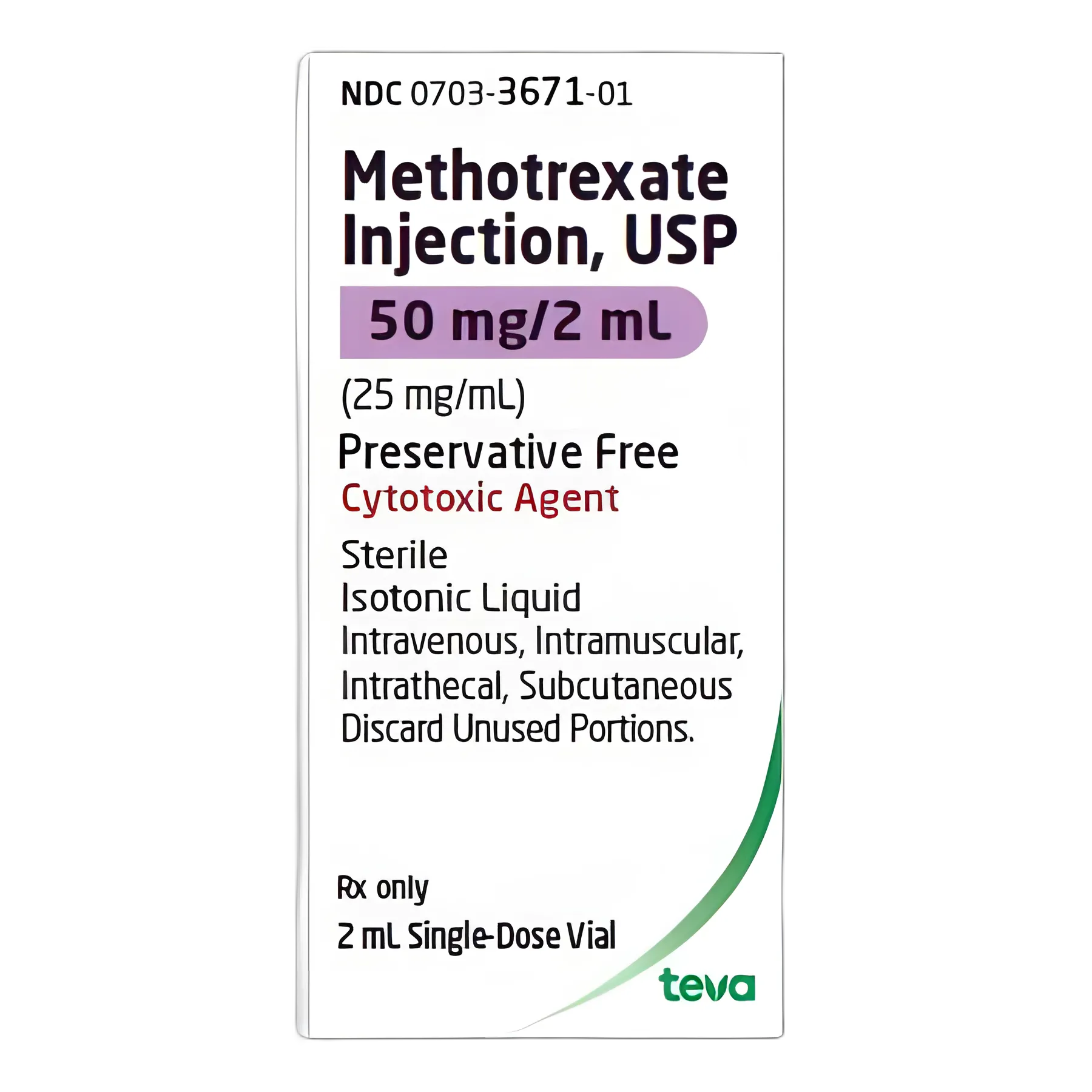 Teva 25mg/mL Antineoplastic Injection - Single-Dose Vial 2mL