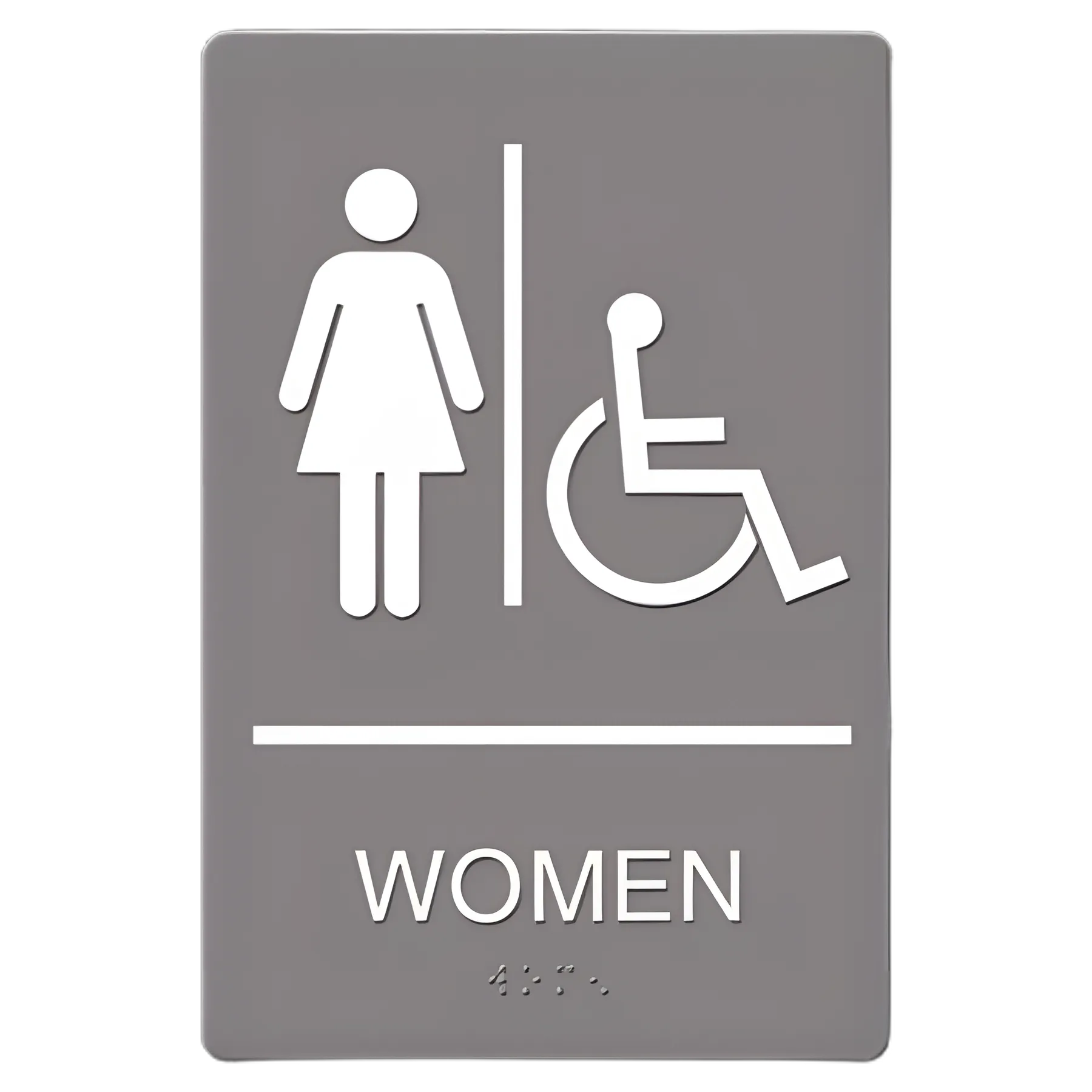 ADA Sign, Women Restroom Wheelchair Accessible Symbol, Molded Plastic, 6 x 9
