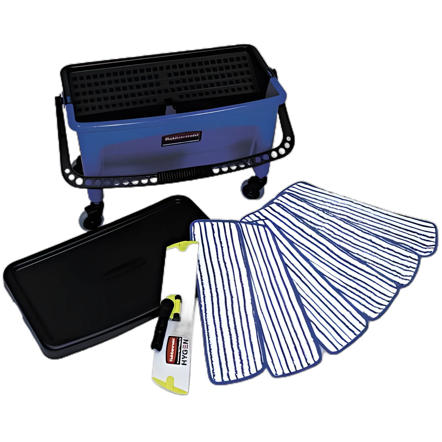 Wet Finish Mop Kit Rubbermaid® Commercial Blue / Black / White Microfiber NonSterile