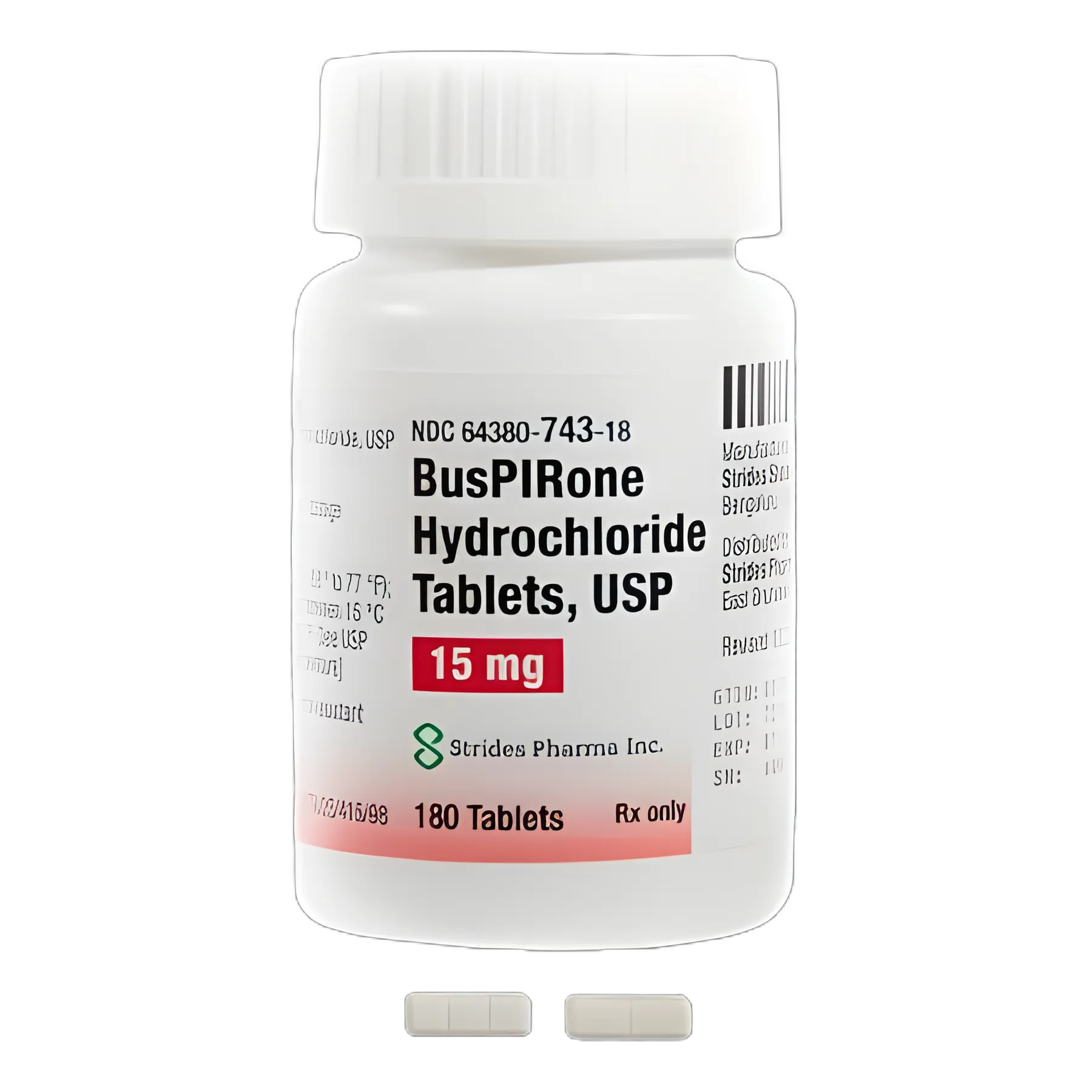 Buspirone HCl 15 mg Tablets (Bottle of 180) - Generic Equivalent to BuSpar