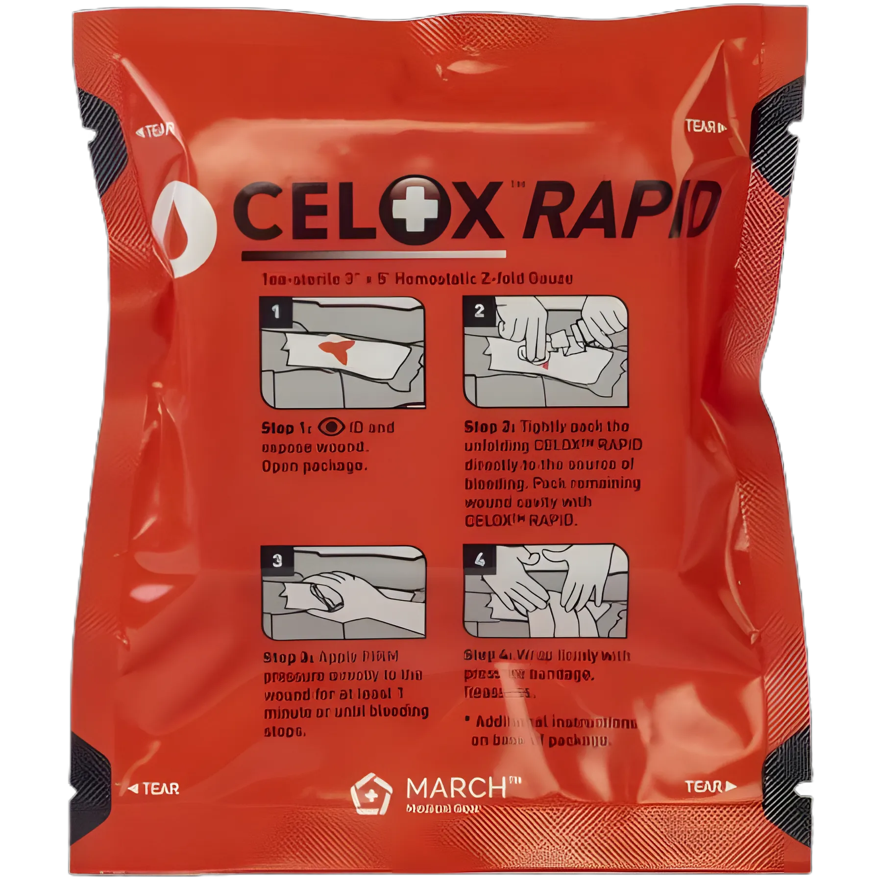 Celox™ RAPID Hemostatic Dressing 3x5 Inch for Rapid Bleeding Control