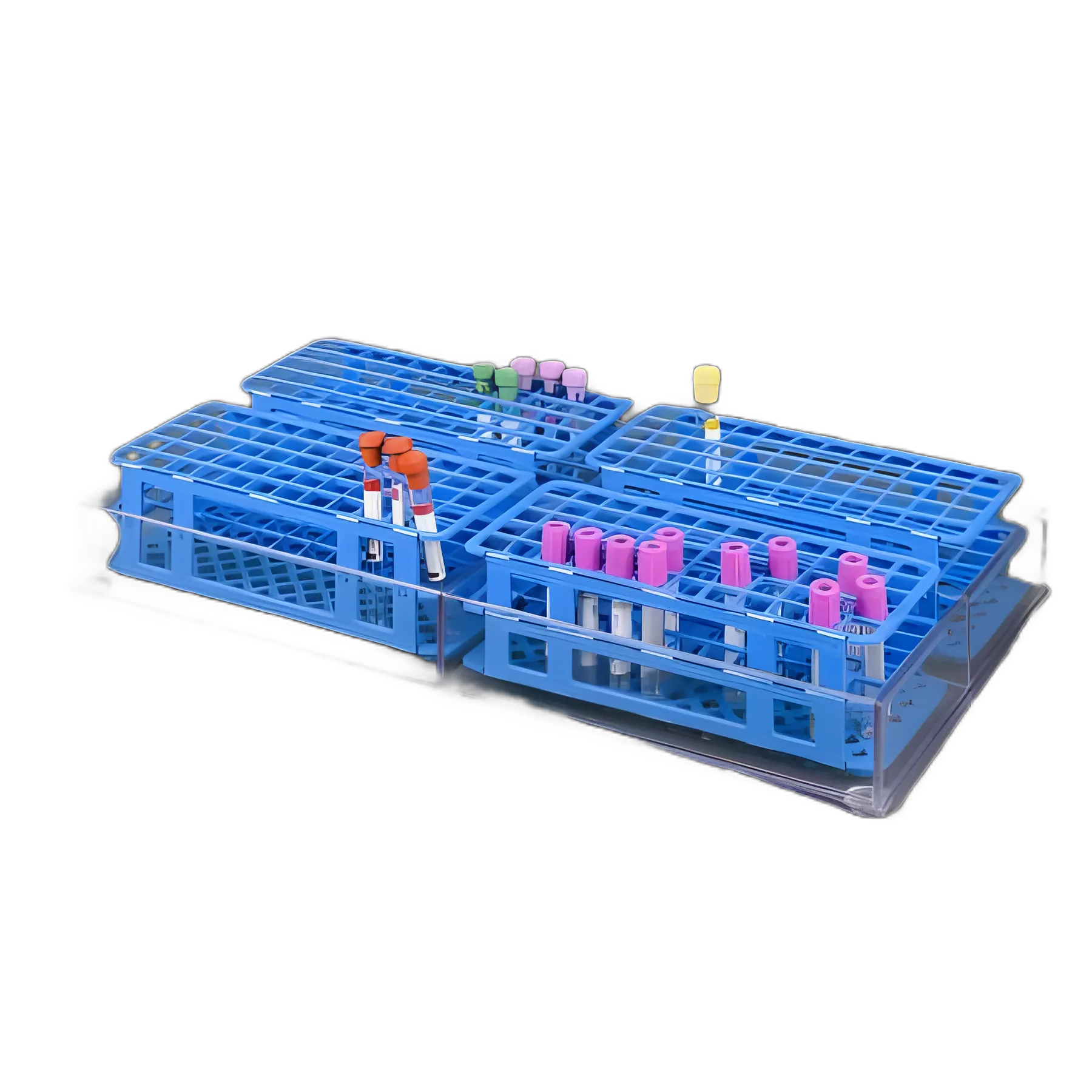 Poltex® 4-Slot Blood Collection Tube Rack Organizer - Durable PETG, Clear