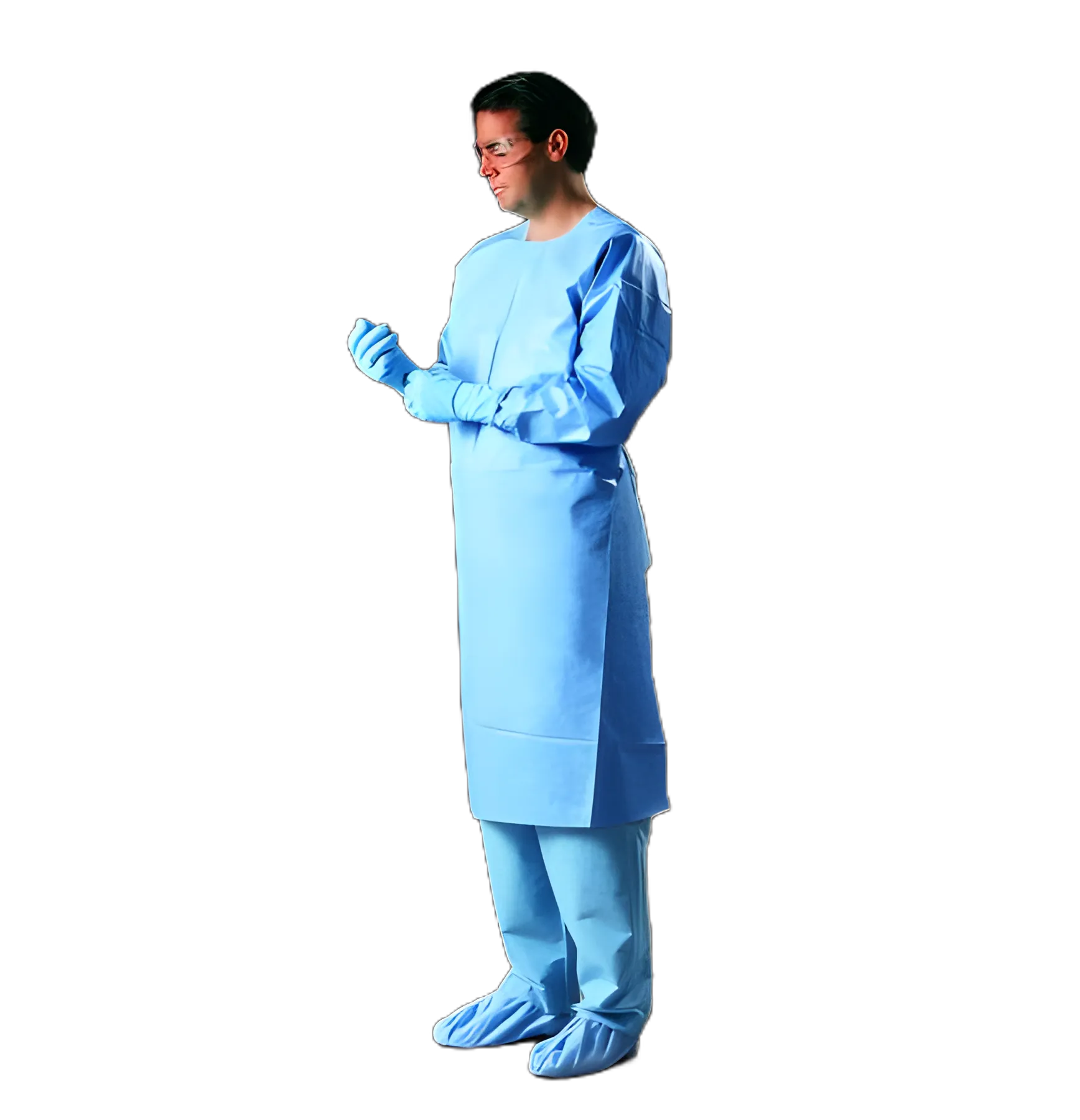Protective Procedure Gown Large Blue NonSterile Not Rated Disposable
