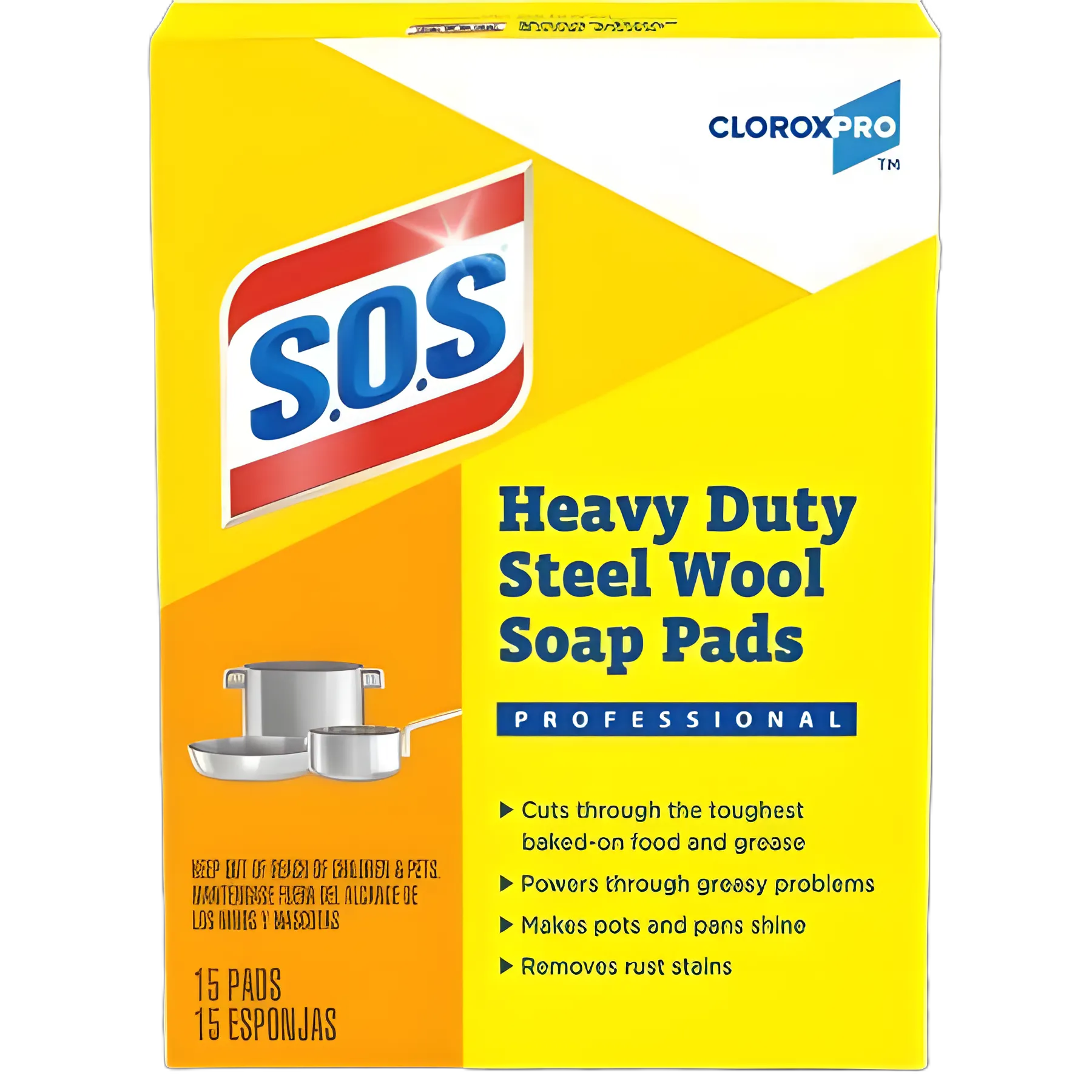 Steel Wool Soap Pad CloroxPro™ S.O.S® Heavy Duty Silver NonSterile Steel Wool Reusable