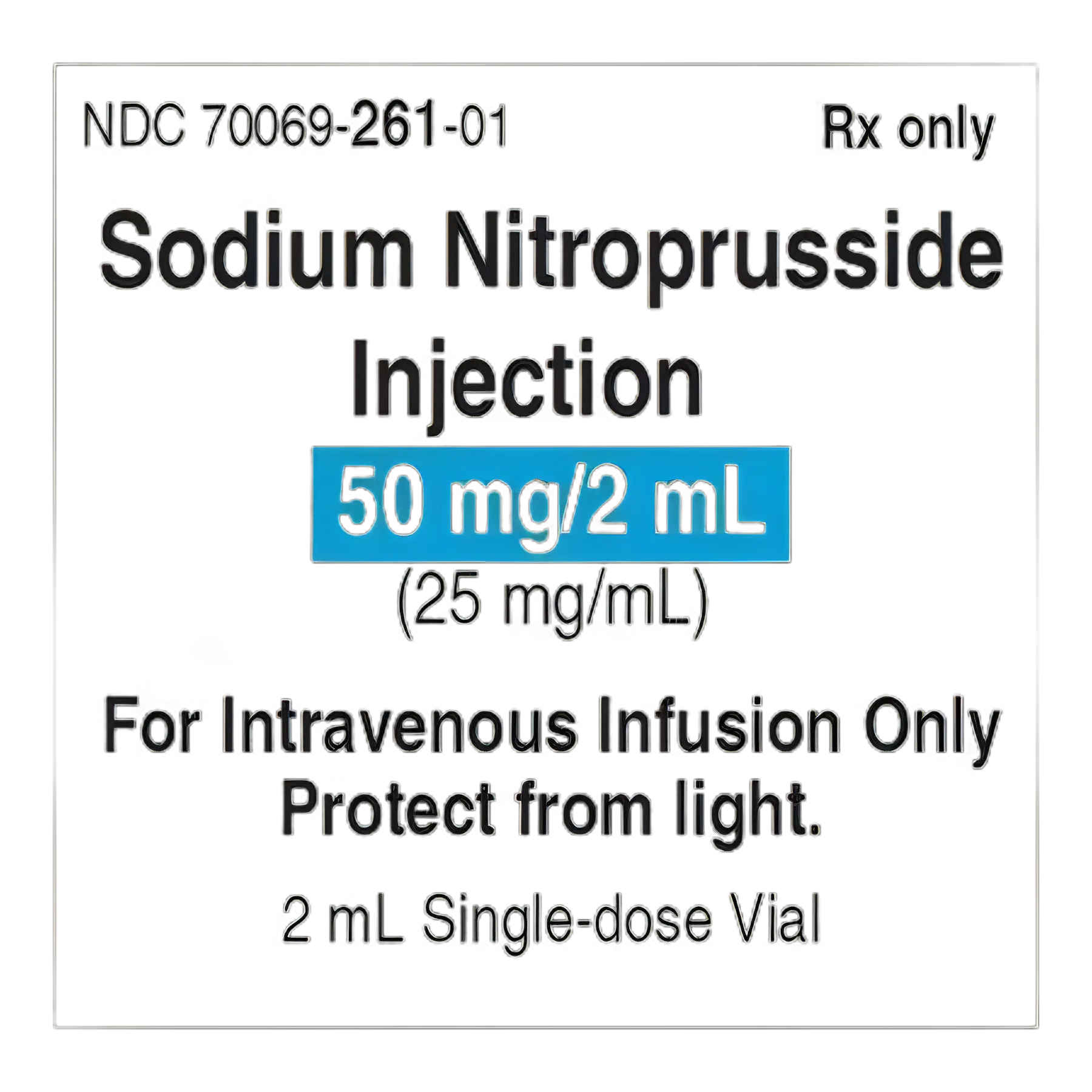 Sodium Nitroprusside 25 mg/mL Injection for Hypertension Control - Single-Dose Vial 2 mL