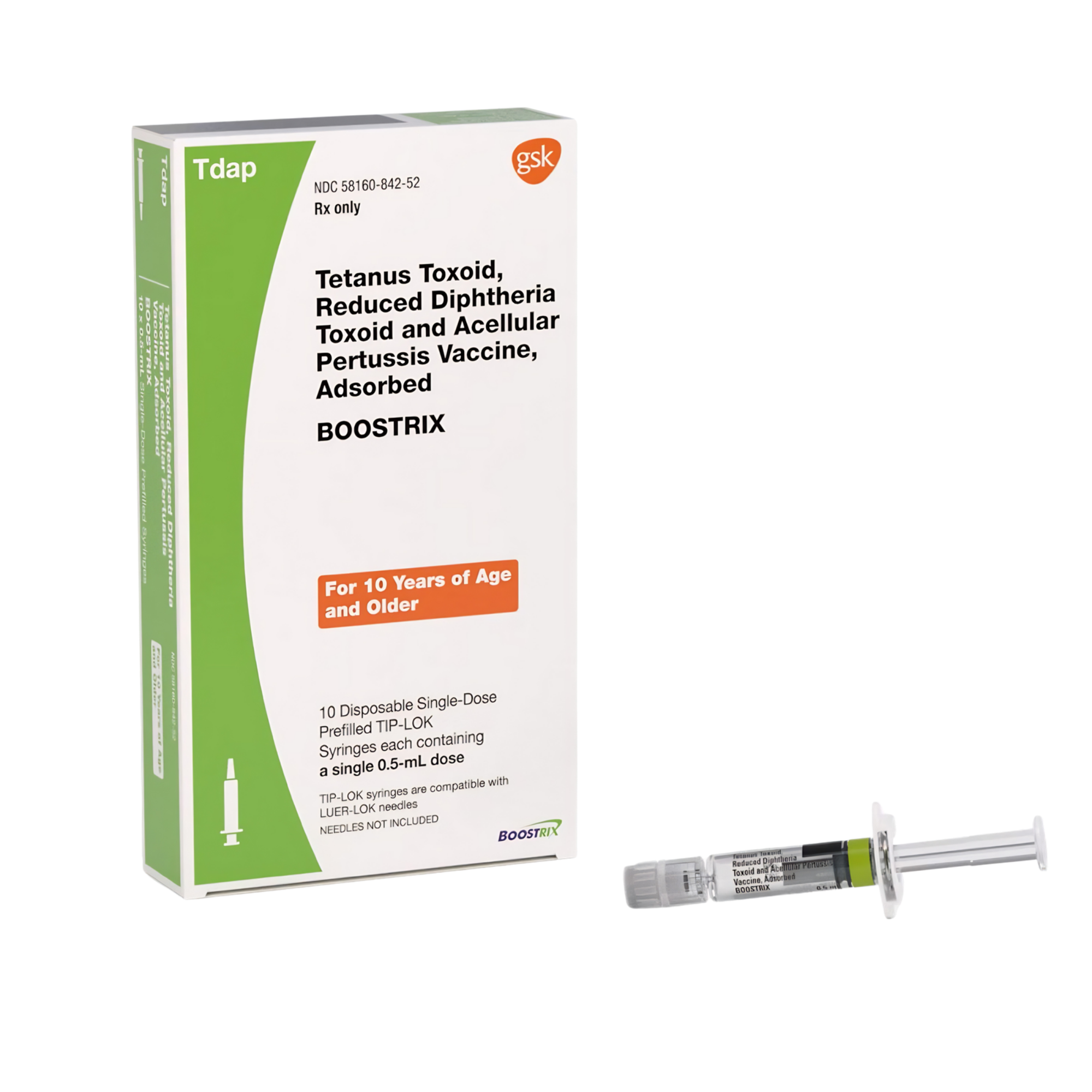 Boostrix® Tetanus Toxoid, Reduced Diphtheria Toxoid and Acellular Pertussis Vaccine, Adsorbed 5 Lf - 2.5 Lf - 8 mcg / 0.5 mL Injection 0.5 mL Syringe, Refrigerate