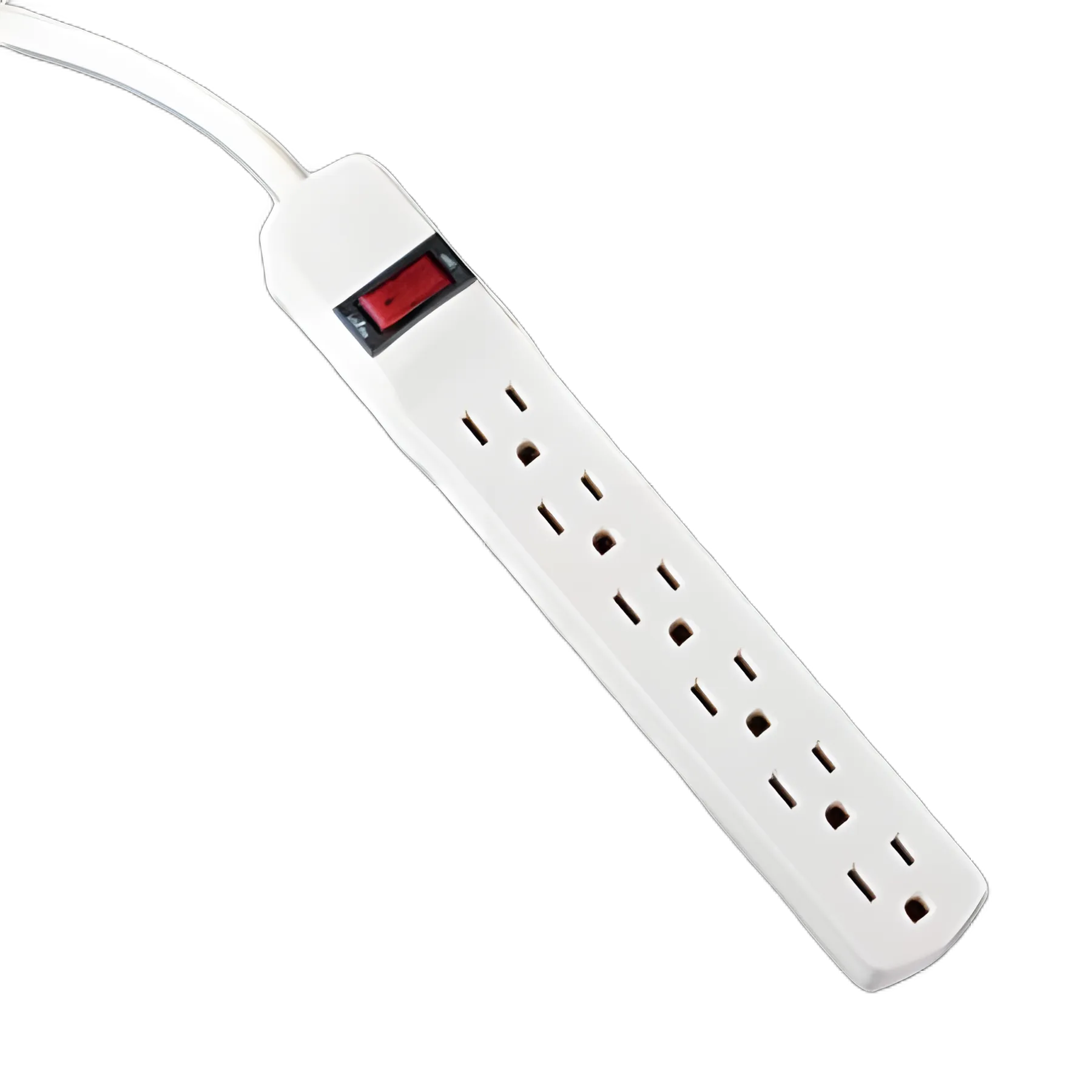 Power Strip, 6 Outlets, 6 ft Cord, Ivory