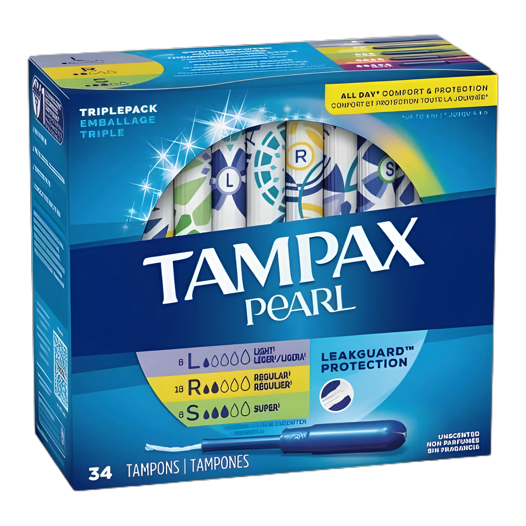 Tampon Tampax® Pearl Light / Regular / Super Absorbency Plastic Applicator Individually Wrapped