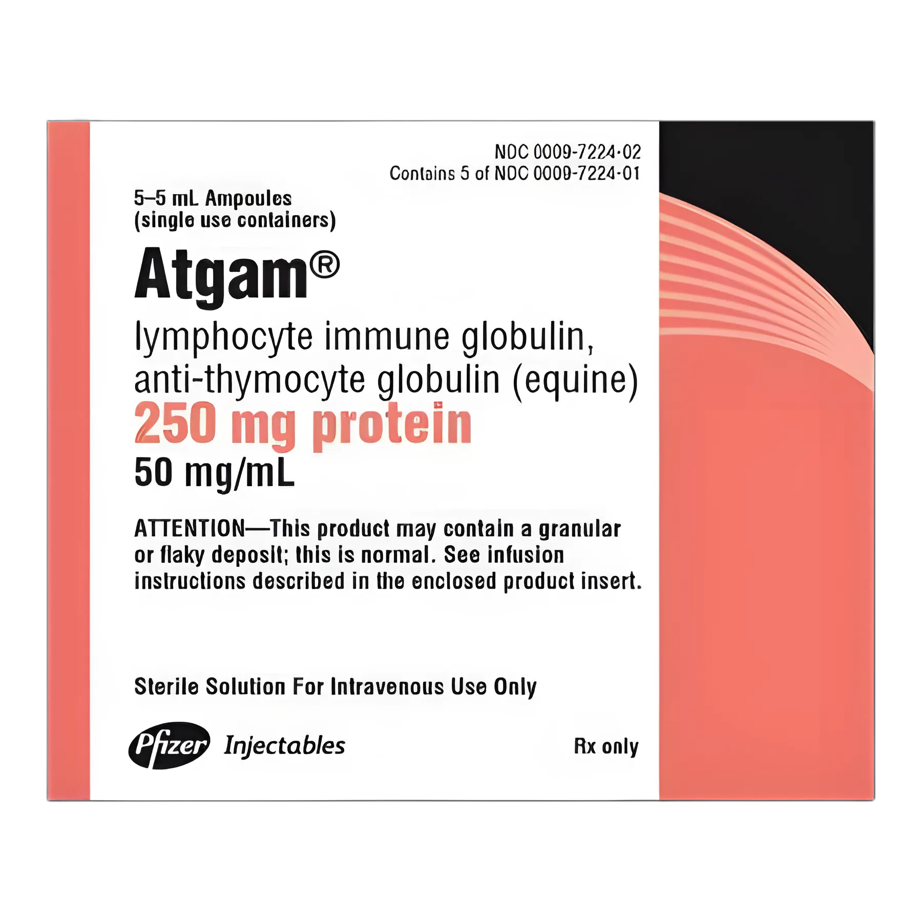 Atgam® Lymphocyte Immune Globulin, Anti-thymocyte Globulin (Equine) 50 mg / mL Injection Ampule 5 mL