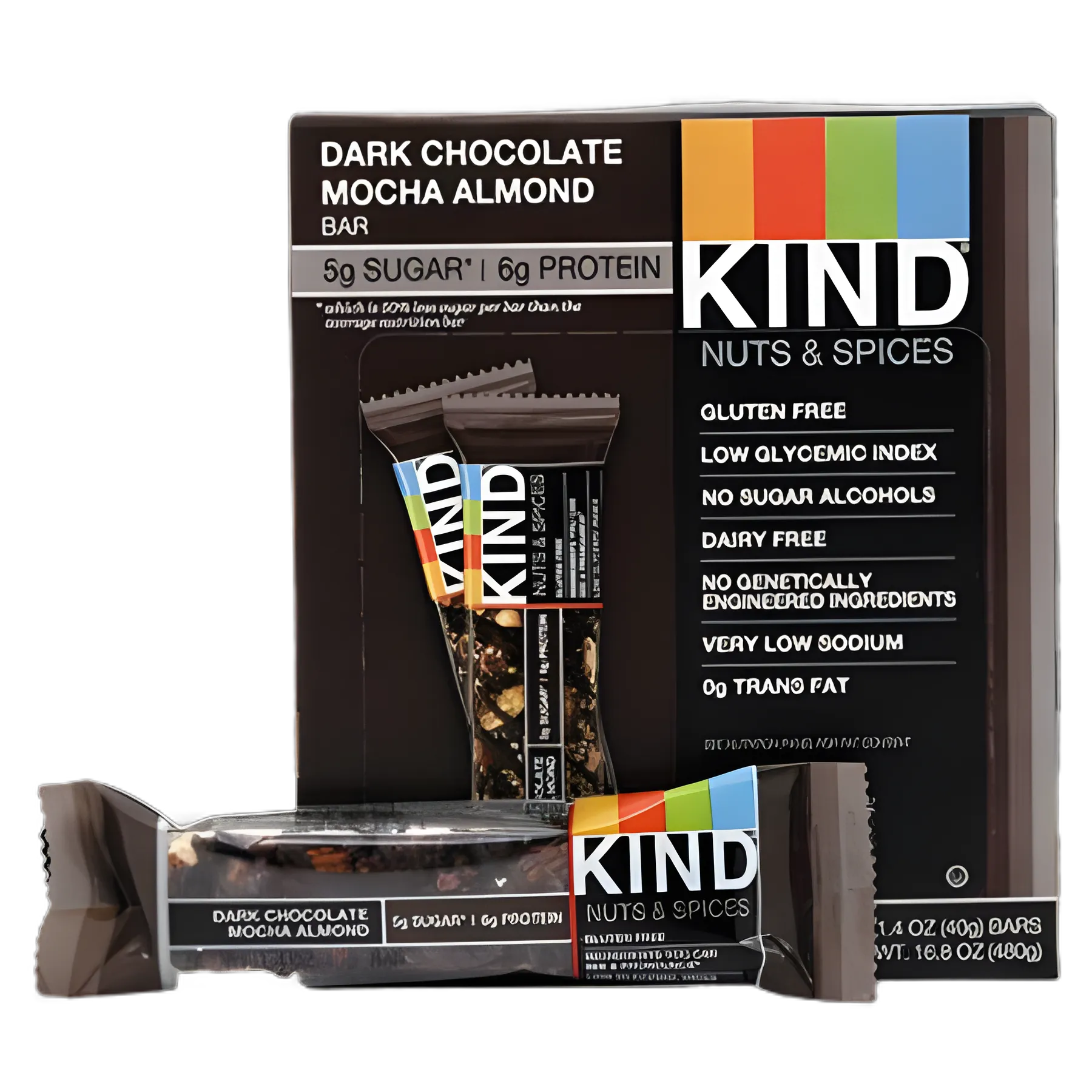 KIND Nuts & Spices Bar - Dark Chocolate Mocha Almond, 1.4 oz, Gluten-Free, 12/Box
