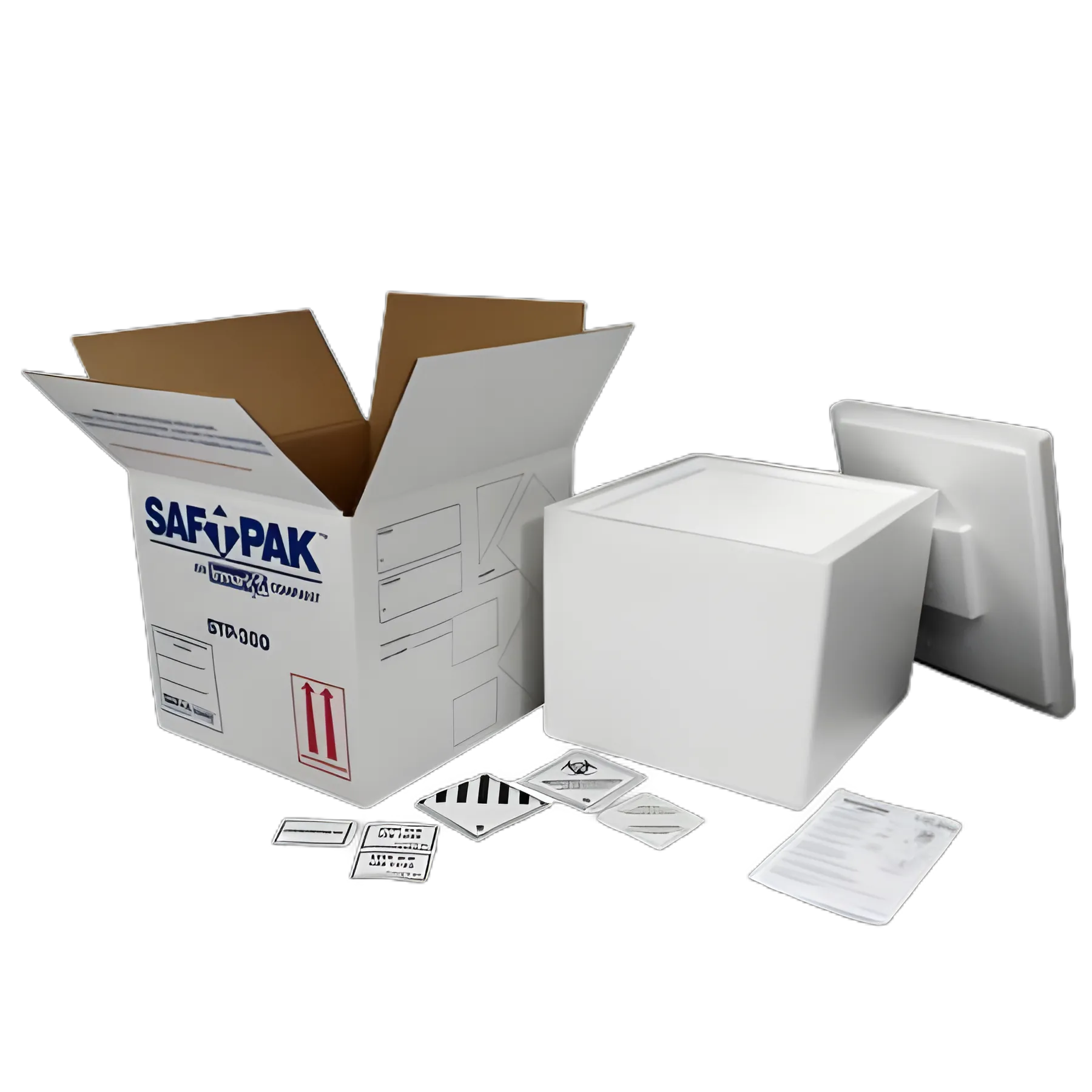 Insulated Shipping System Saf-T-Pack® 12-3/4 X 13-3/4 X 15-1/2 Outer, 8 X 10-1/4 X 12 Inch Inner Dimensions For use with Saf-T-Temp Products or Dry Ice for Thermal Control