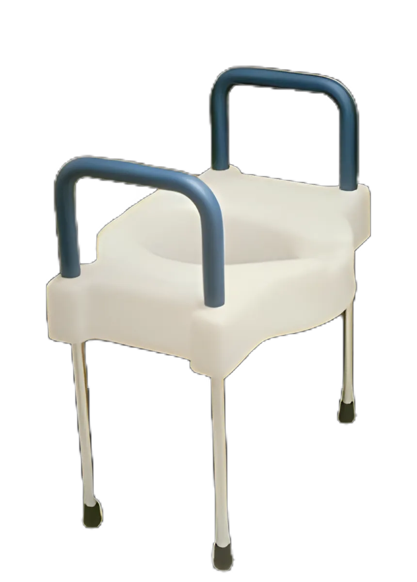 Raised Toilet Seat with Arms 4 Inch Height White 300 lbs. Weight Capacity