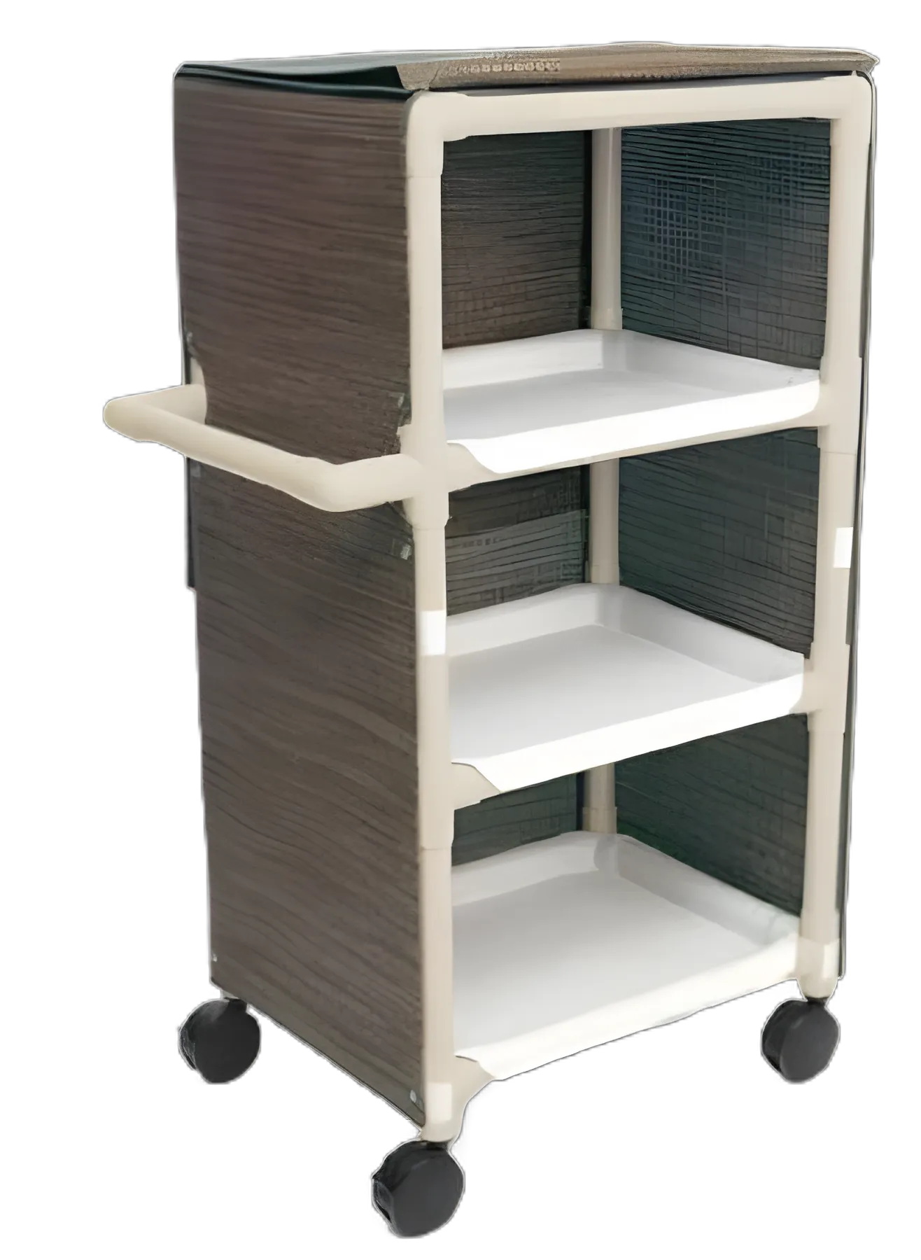 Linen Cart with Cover and 3 Shelves, PVC, 3-1/2 Inch Castors - 5912-DR by Market Lab Inc