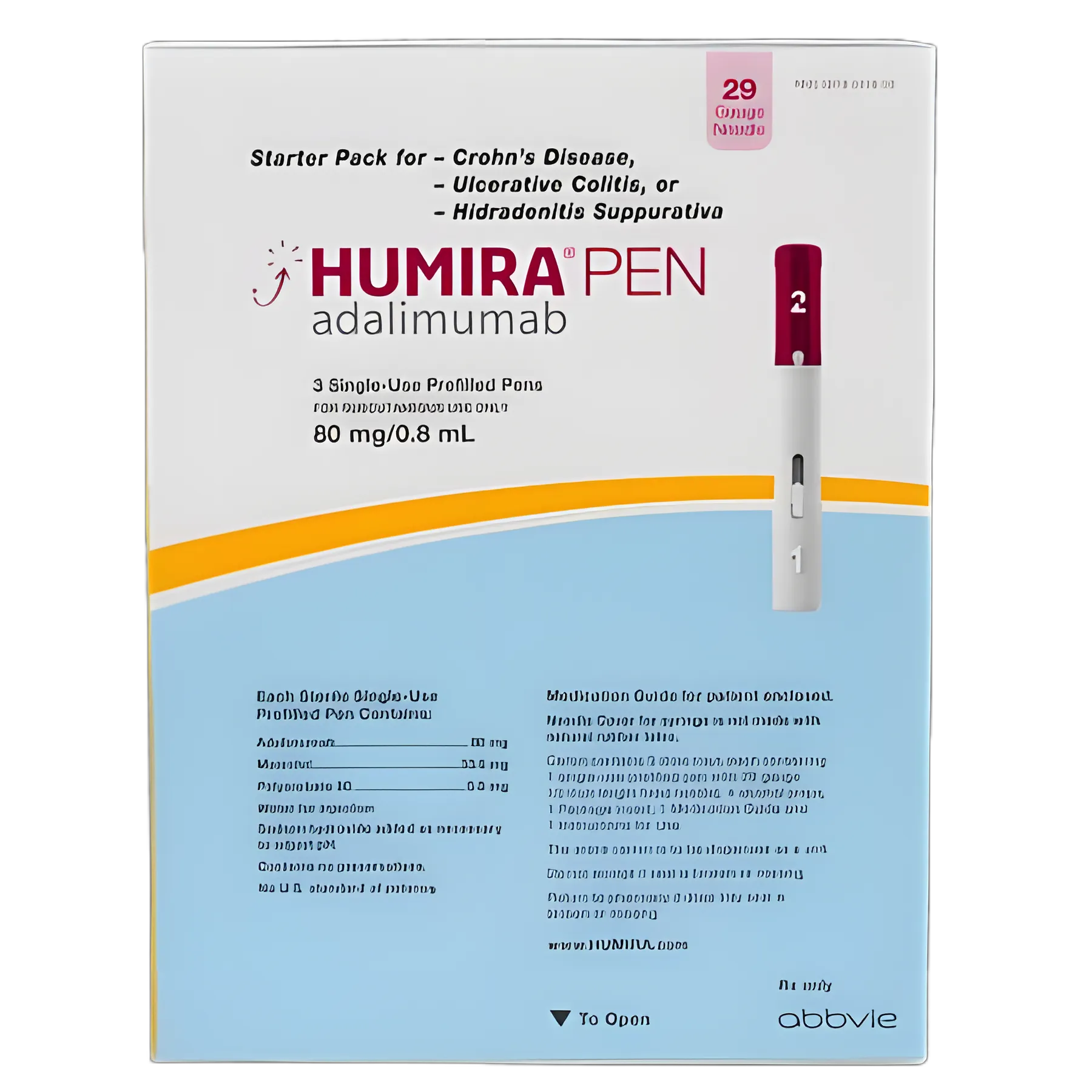 Humira® Adalimumab 80 mg / 0.8 mL Injection Prefilled Auto-Injector 3 Doses