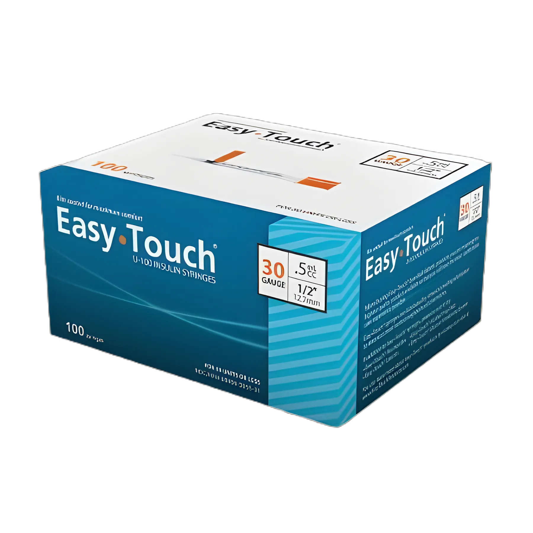 EasyTouch™ 0.5 mL Insulin Syringe with 1/2 Inch 30 Gauge Needle - Electro-Polished, Film Coated for Comfort
