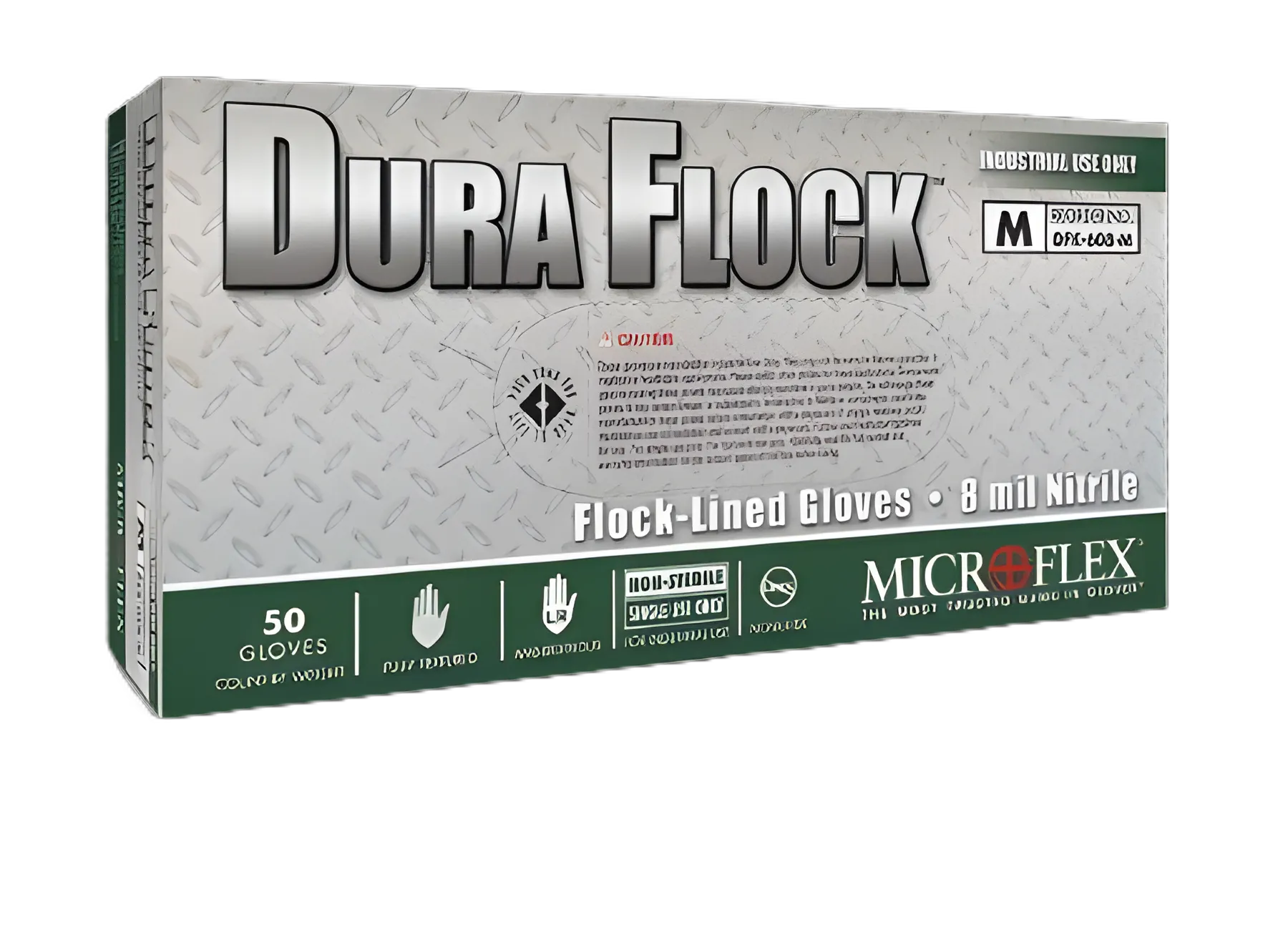 Utility Glove Dura Flock™ 2X-Large Flock Lined Green 10.6 Inch Beaded Cuff NonSterile