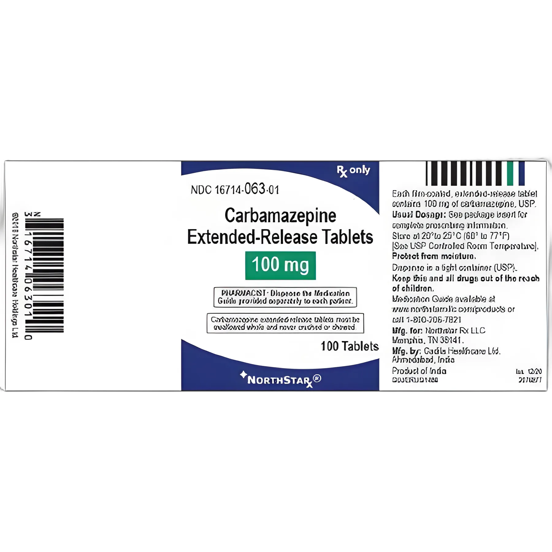Carbamazepine 100 mg Tablet Bottle 100 Tablets - 16714006301